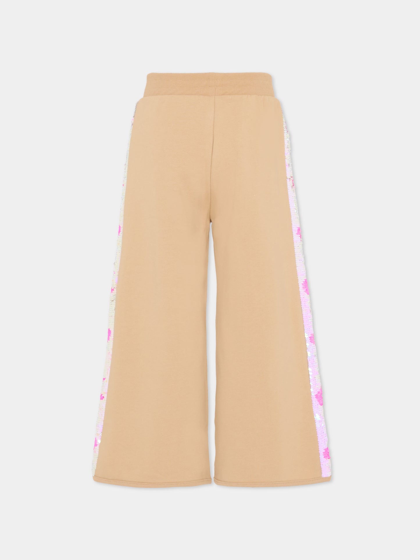 Pantaloni beige per bambina con paillettes,Billieblush,U21336 215