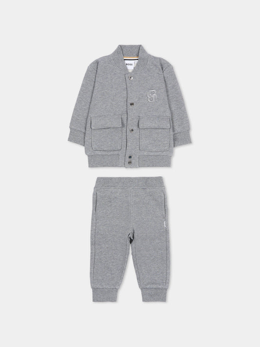 Completo grigio per neonato con logo,Boss,J52482 A46
