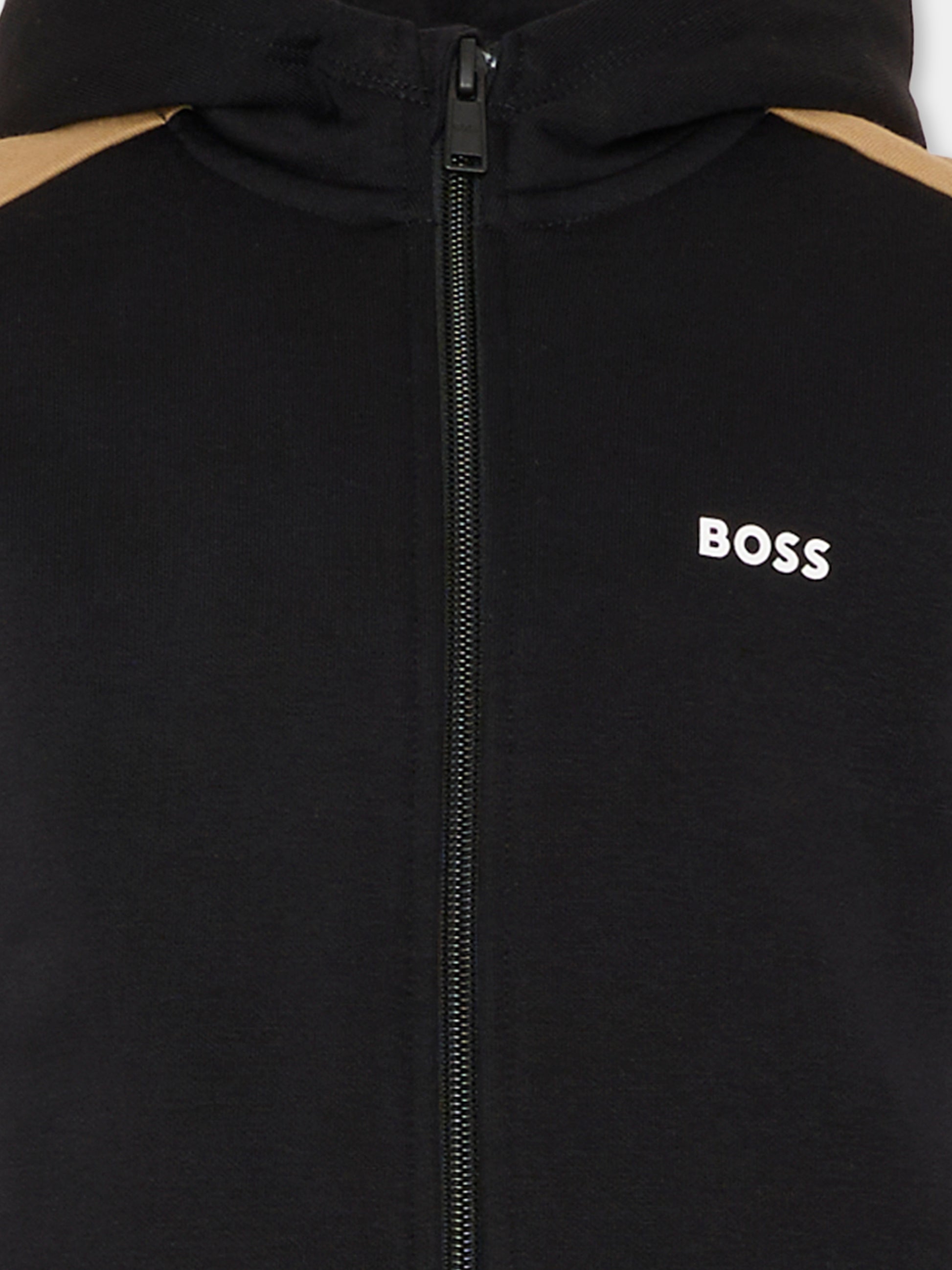 Felpa nera per bambino con logo bianco,Boss,J52322 09B