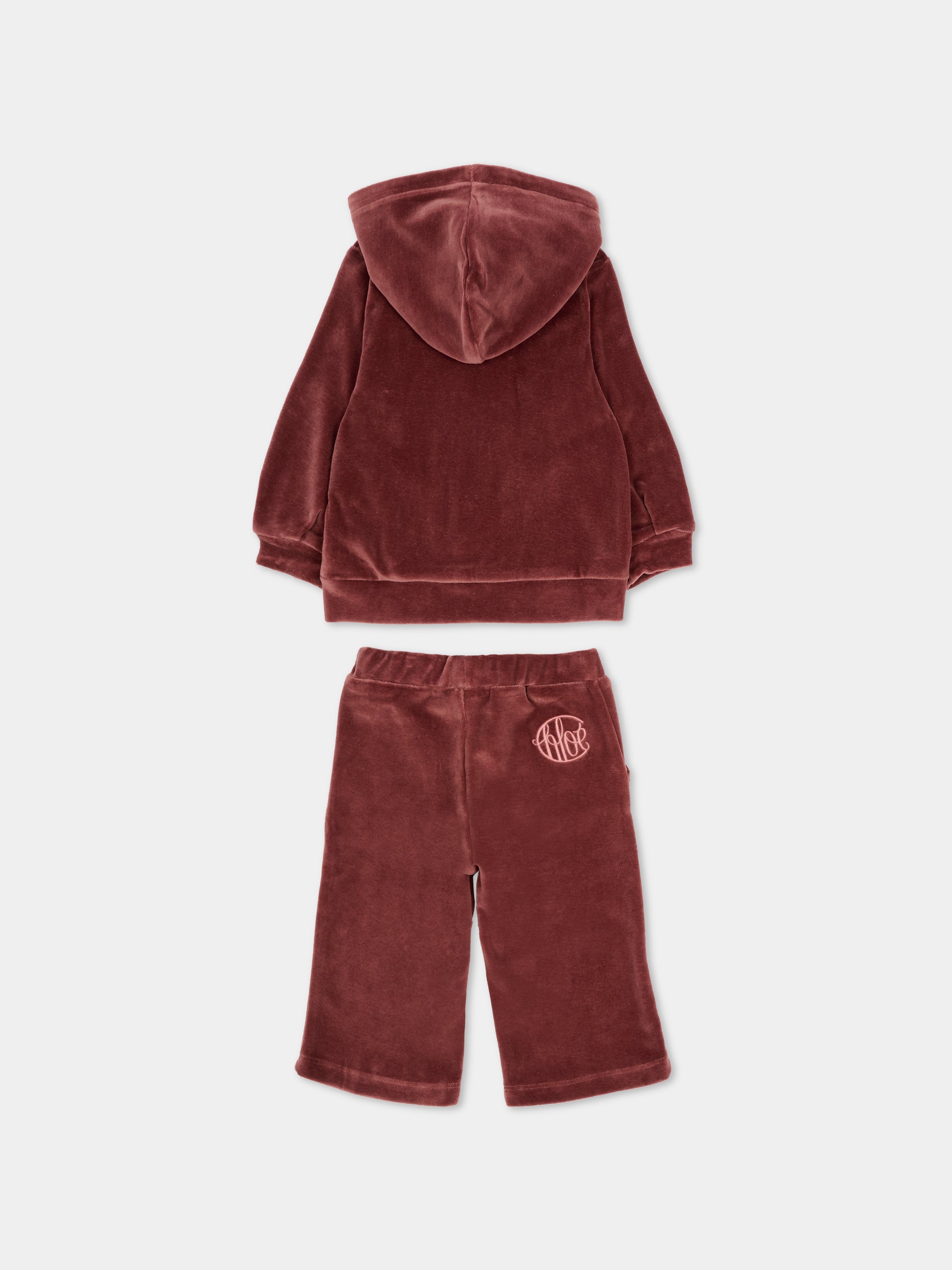 Completo bordeaux per neonata con logo,Chloé Kids,C20722 958