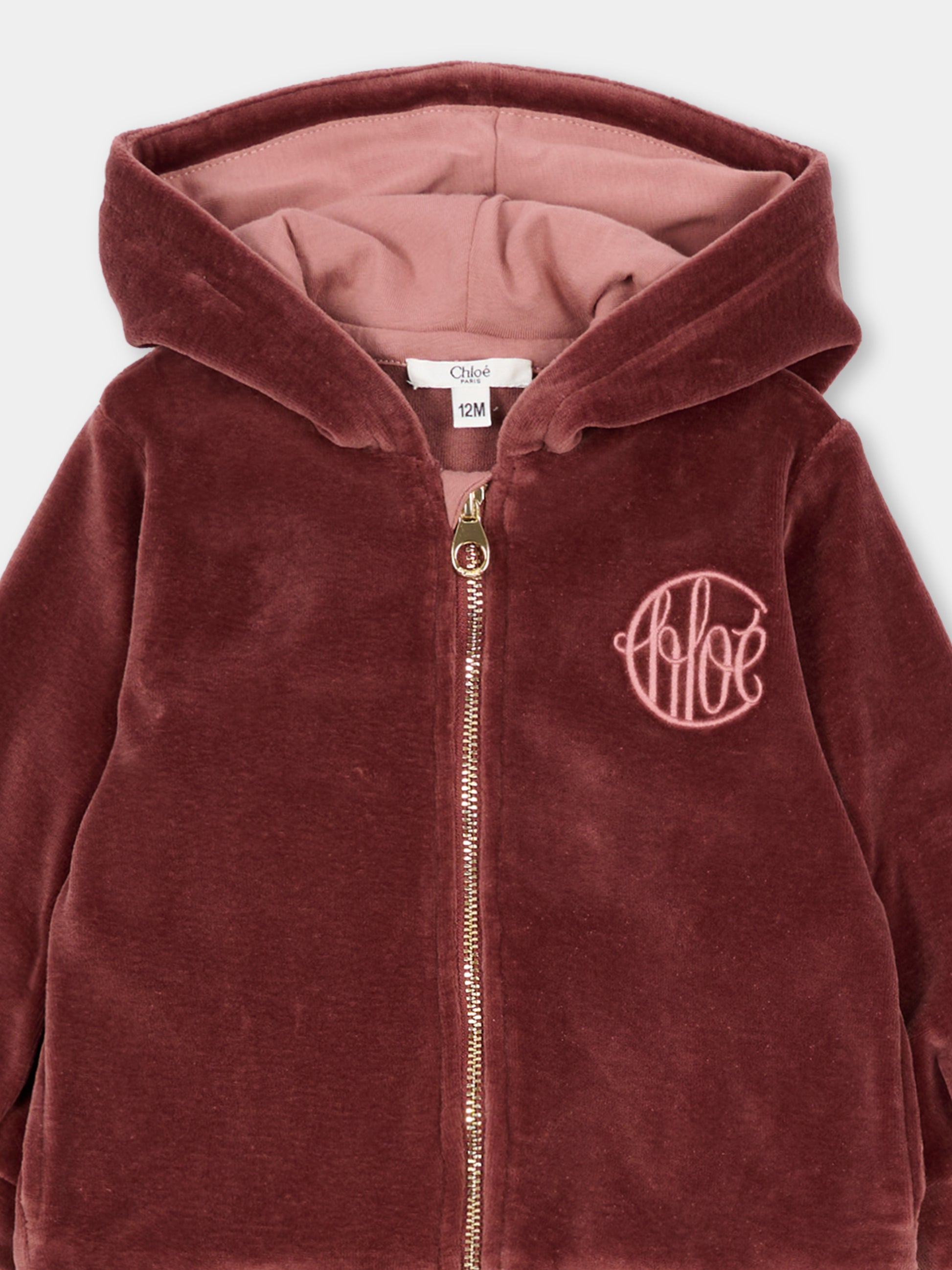 Completo bordeaux per neonata con logo,Chloé Kids,C20722 958