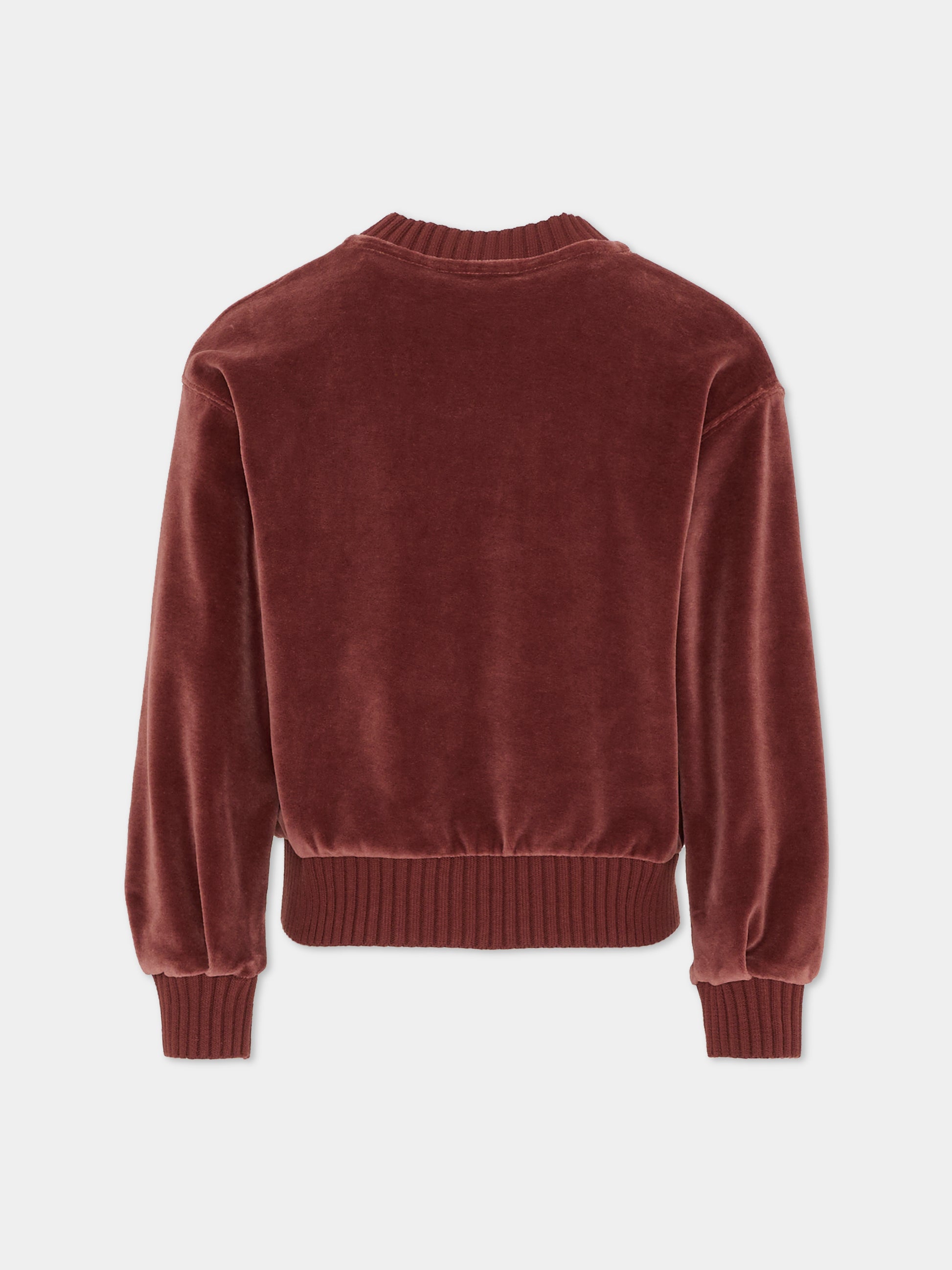 Felpa bordeaux per bambina con logo rosa,Chloé Kids,C20648 958