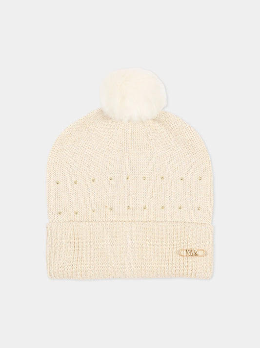 Berretto oro per bambina con logo,Michael Kors,R30518 Z99