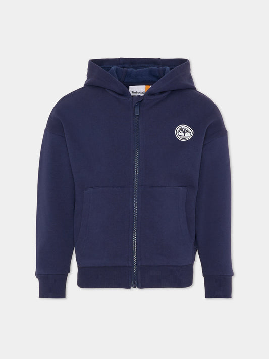 Felpa blu per bambino con logo bianco,Timberland,T60560 85T