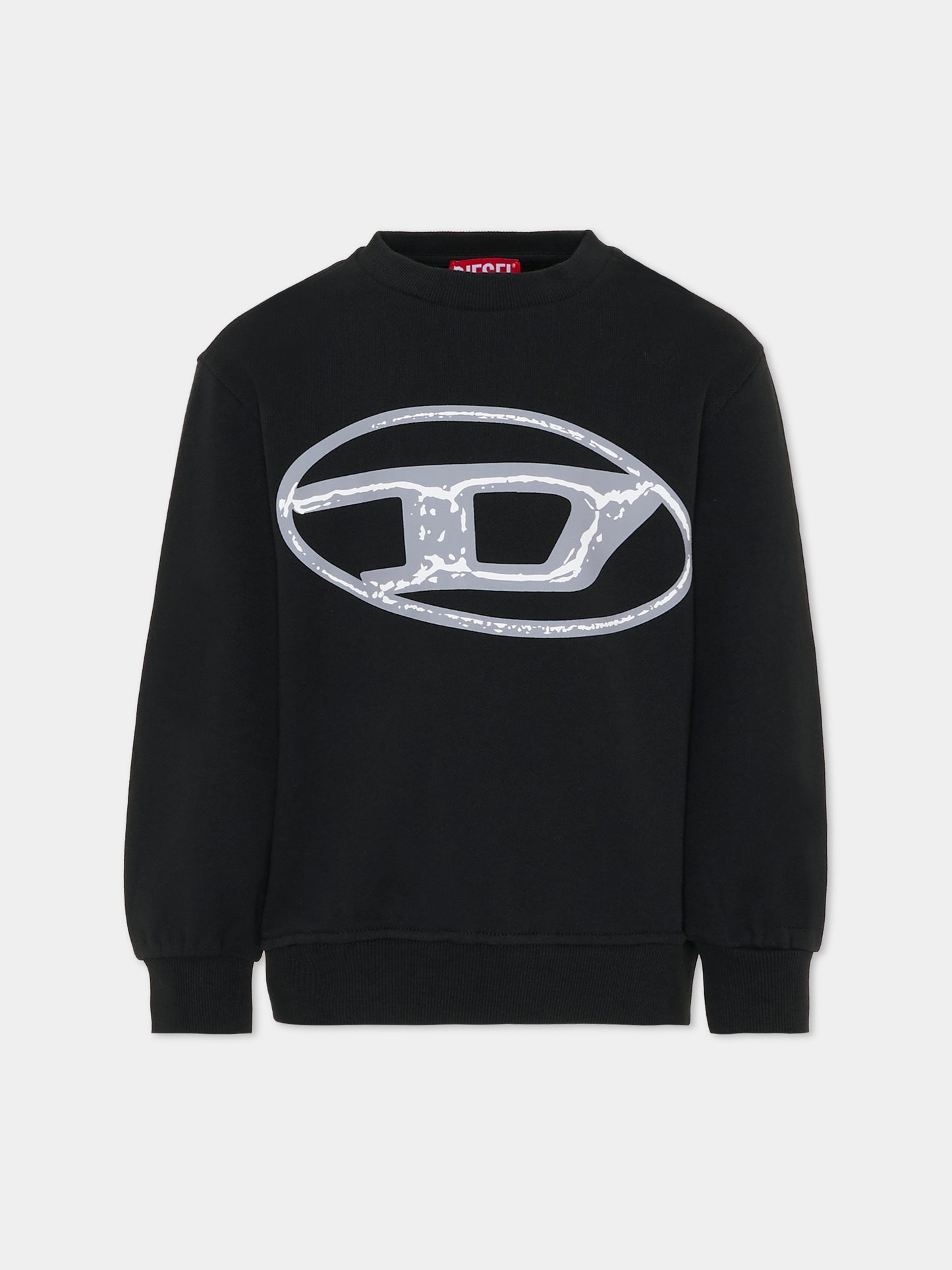 Felpa nera per bambino con logo grigio,Diesel,J02488-KYAQK-K900