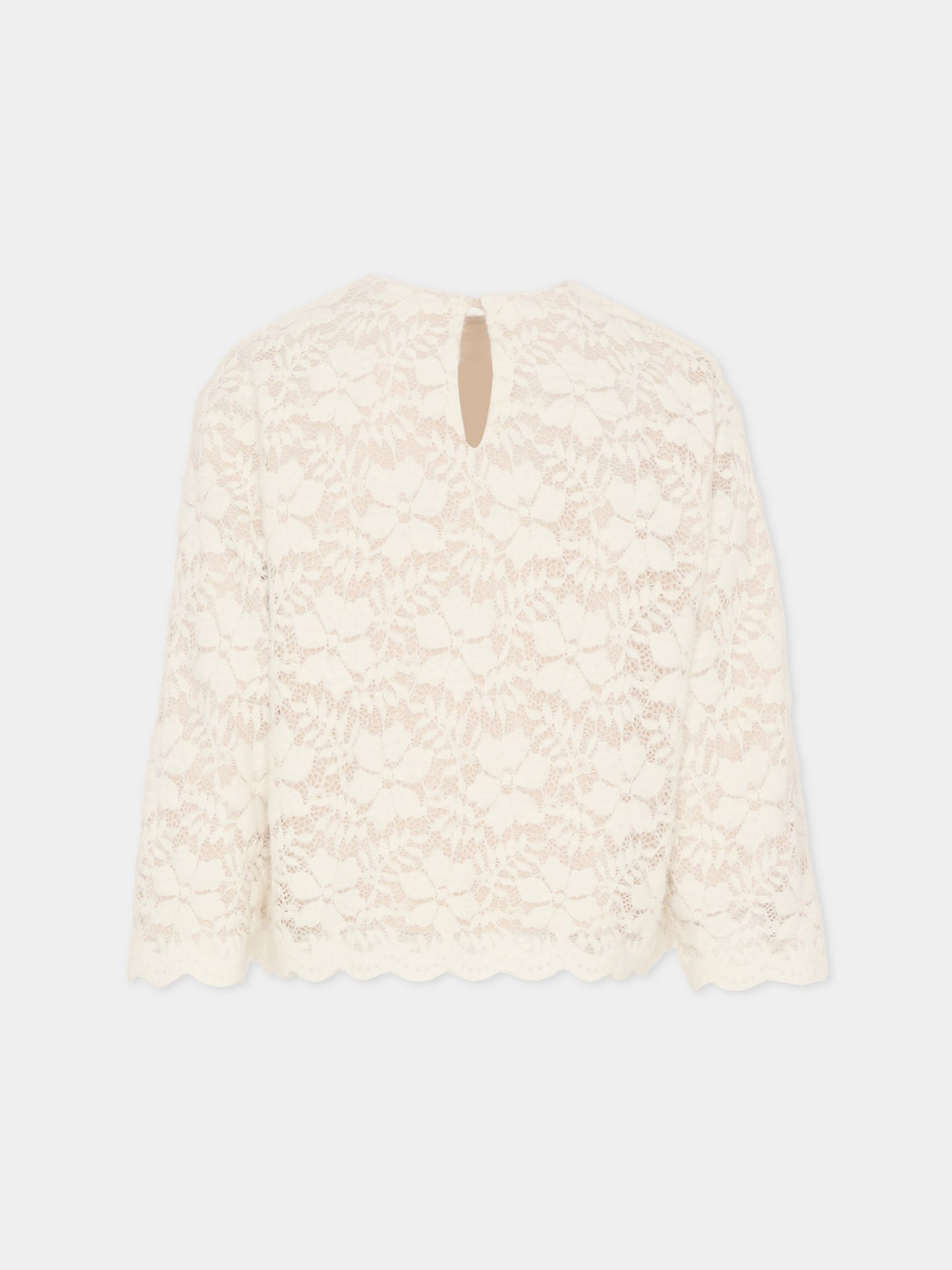 Camicia avorio per bambina con motivo floreale,Douuod Kids,DX5A70 U0237 101