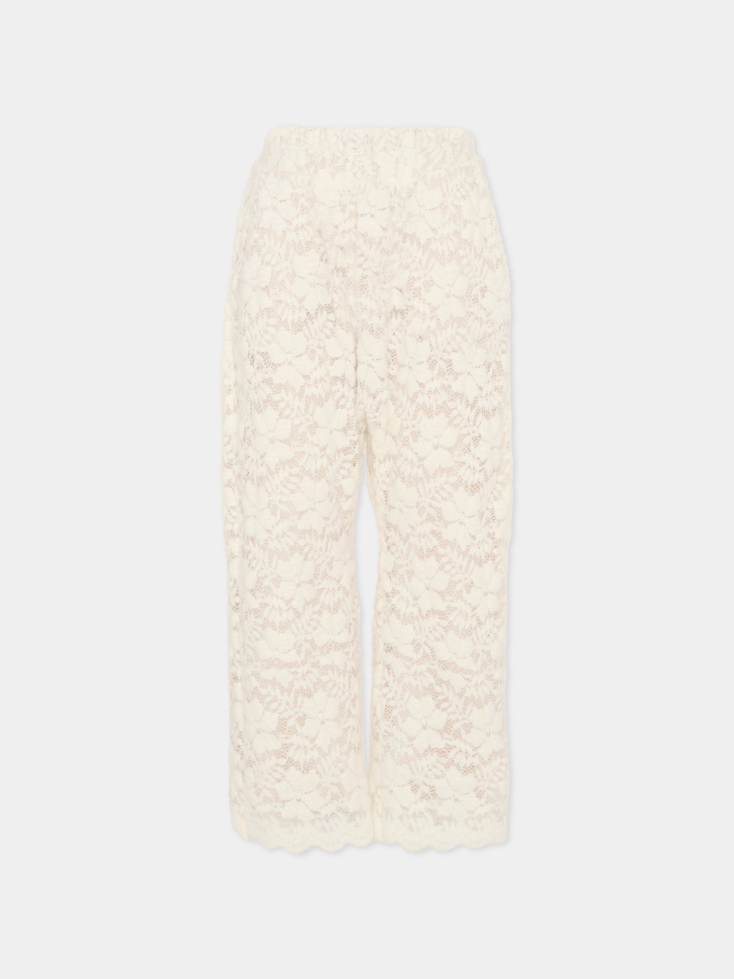 Pantaloni avorio per bambina con motivo floreale,Douuod Kids,DX6A60 U0237 101