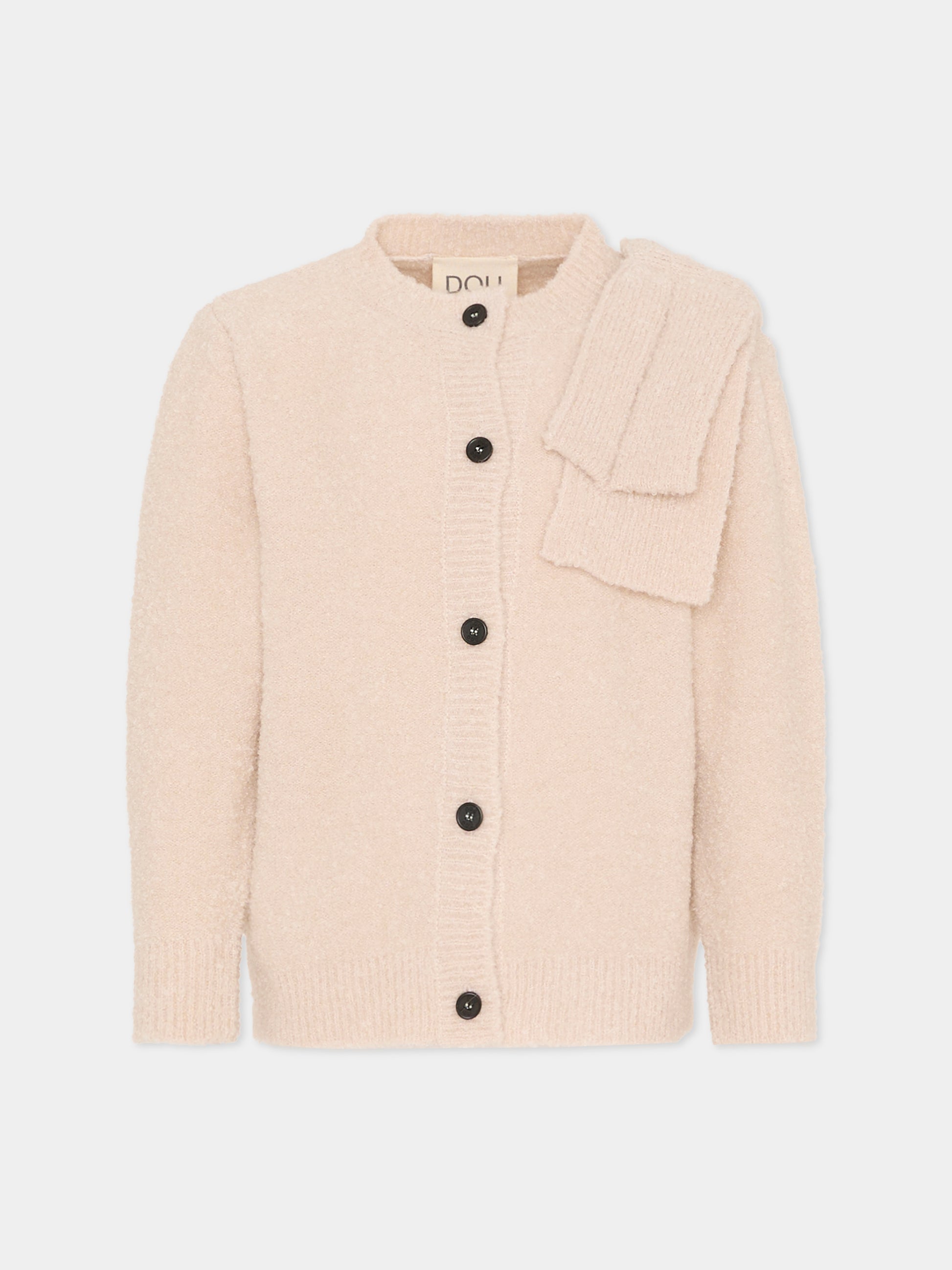 Cardigan beige per bambina con fiocco,Douuod Kids,DX9A20 W0223 107