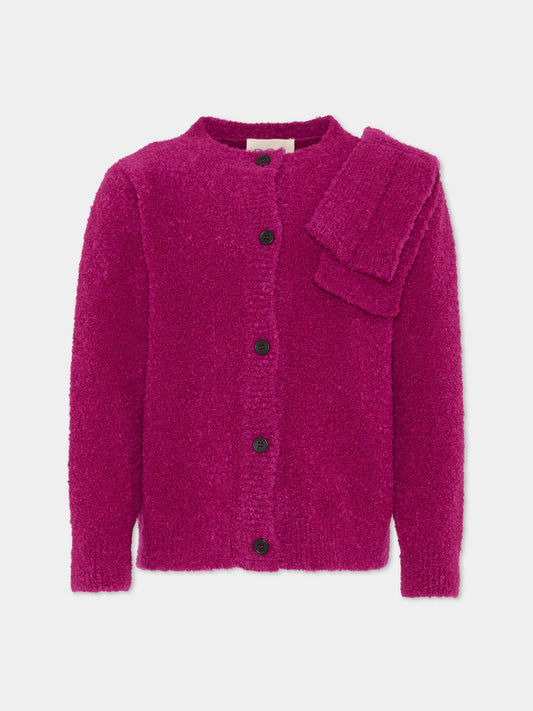 Cardigan viola per bambina con fiocco,Douuod Kids,DX9A20 W0223 560