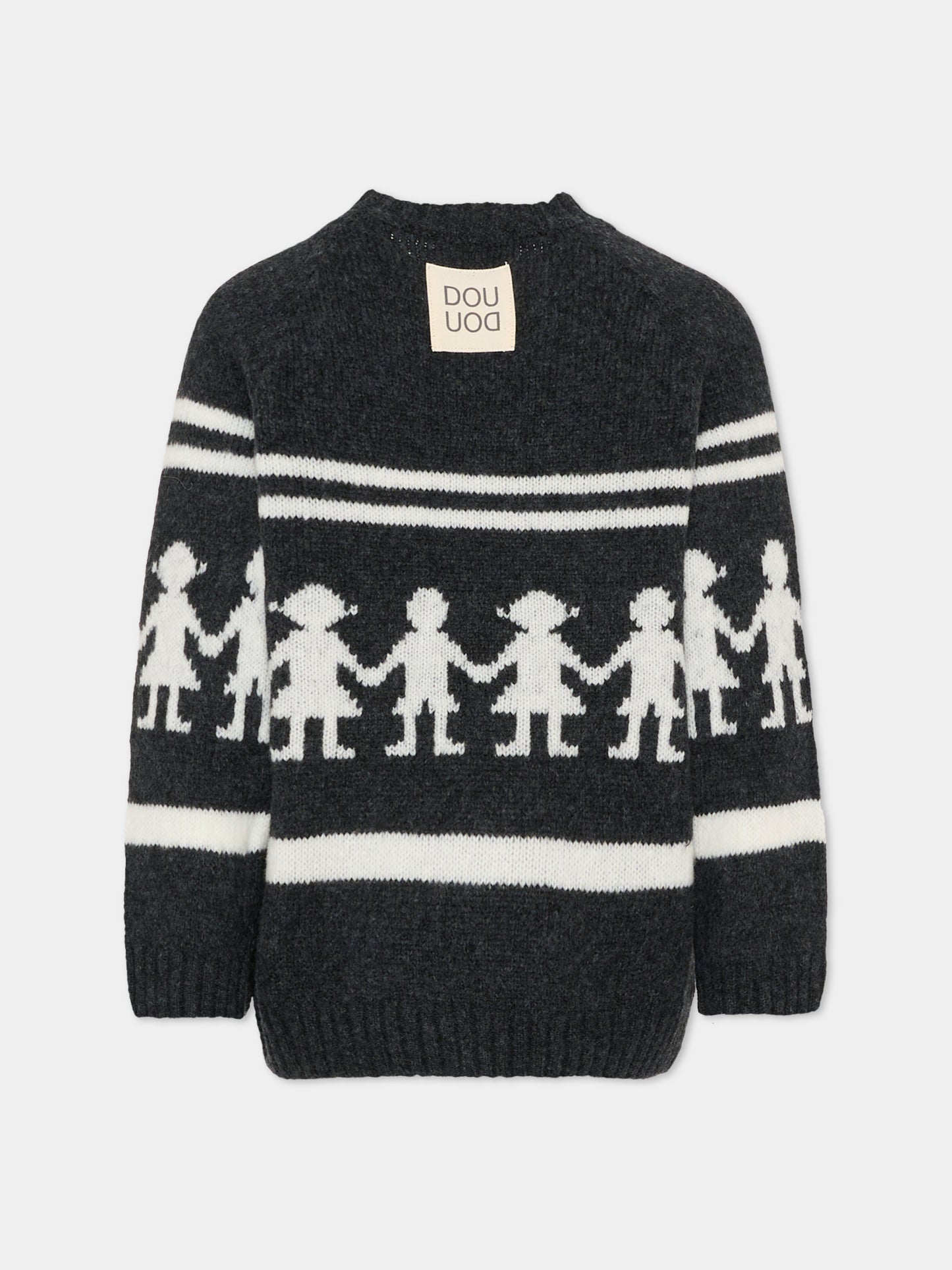 Maglione grigio per bambini con motivo jacquard,Douuod Kids,DX9P10 W0222 811AV