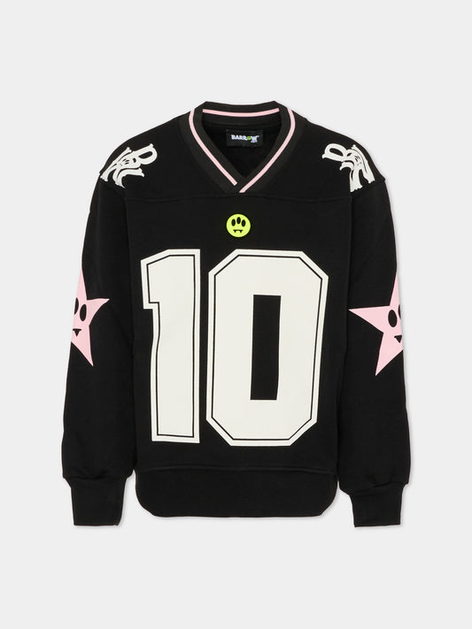 Felpa nera per bambina con logo e stelle,Barrow,F5BKJGSW194 110