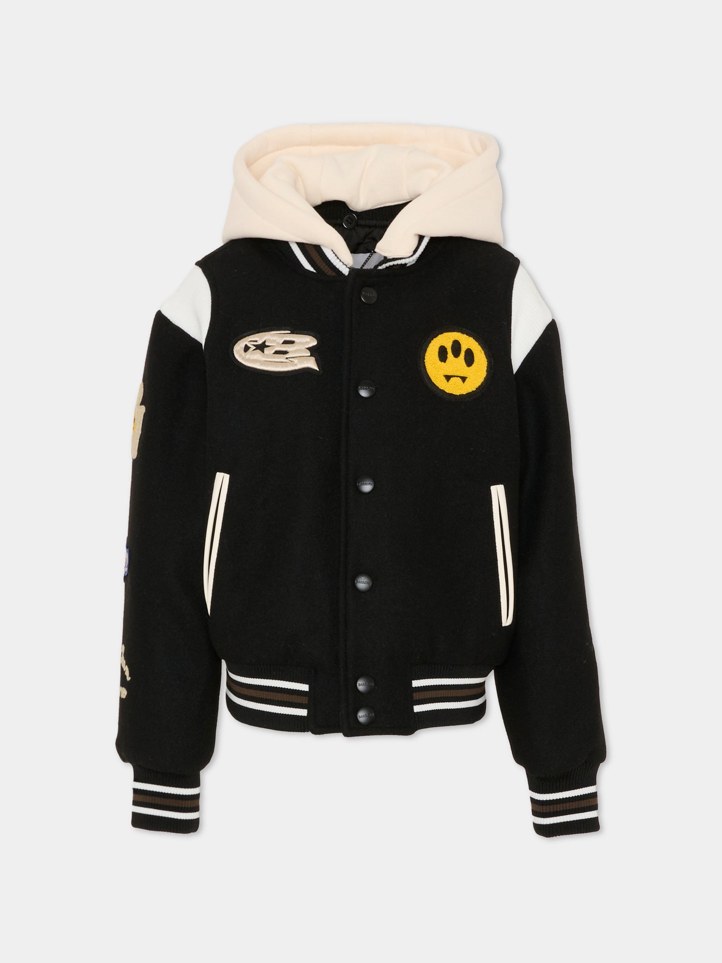 Bomber nero per bambino con patch logati,Barrow,F5BKJUJK070 110