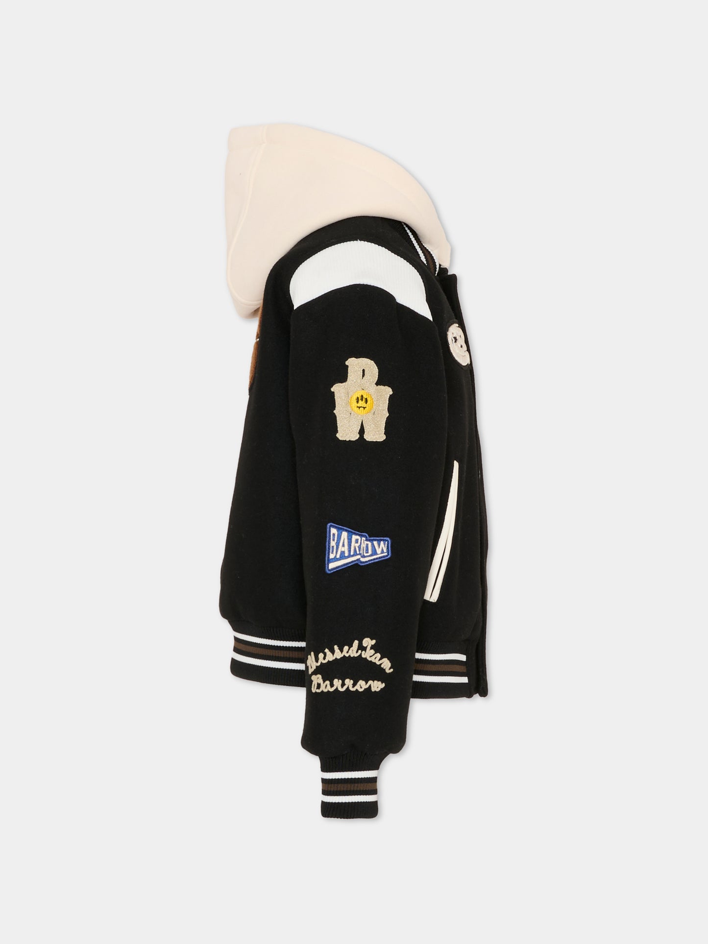 Bomber nero per bambino con patch logati,Barrow,F5BKJUJK070 110