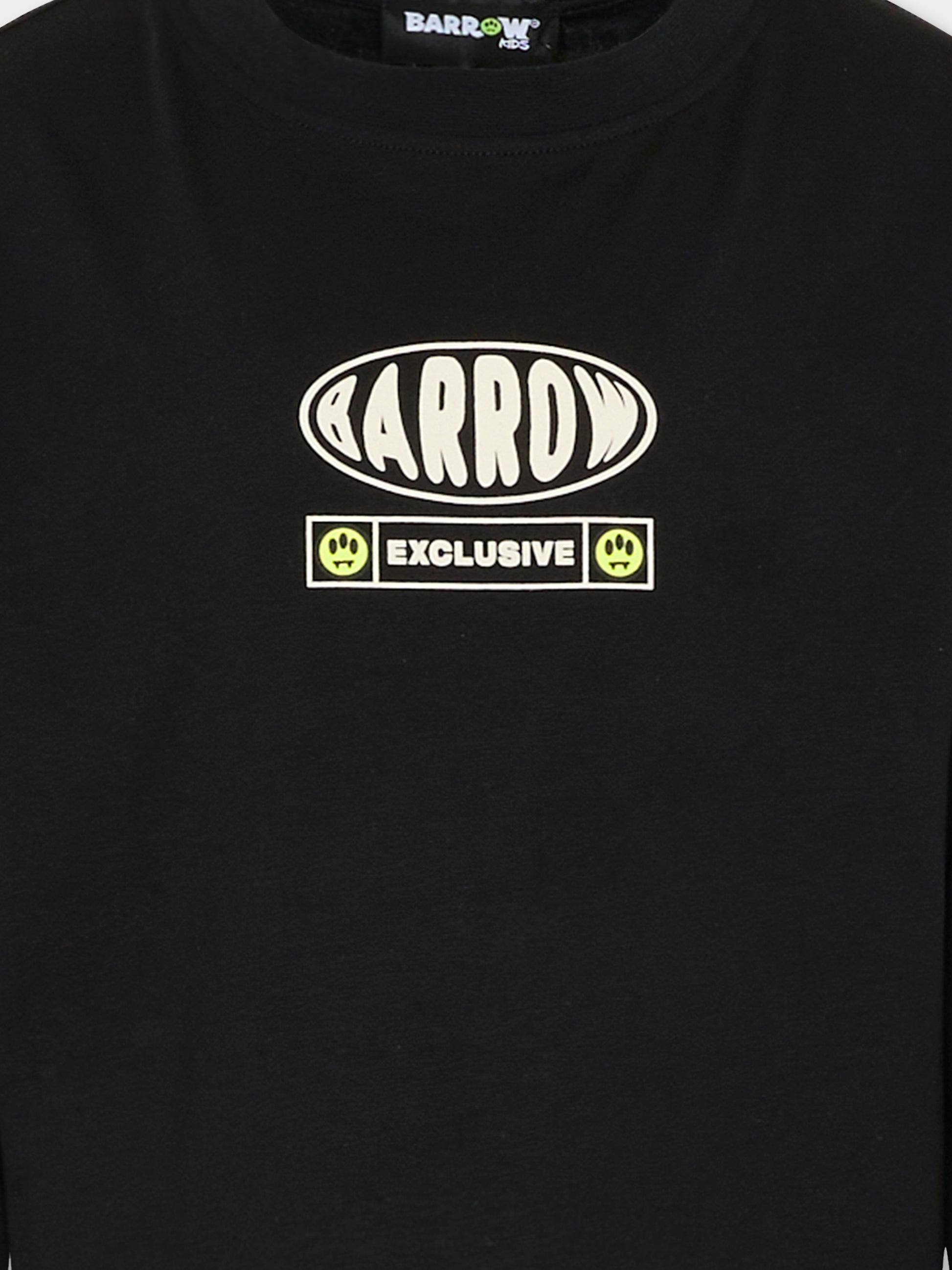 T-shirt nera per bambini con logo,Barrow,F5BKJUTH116 110