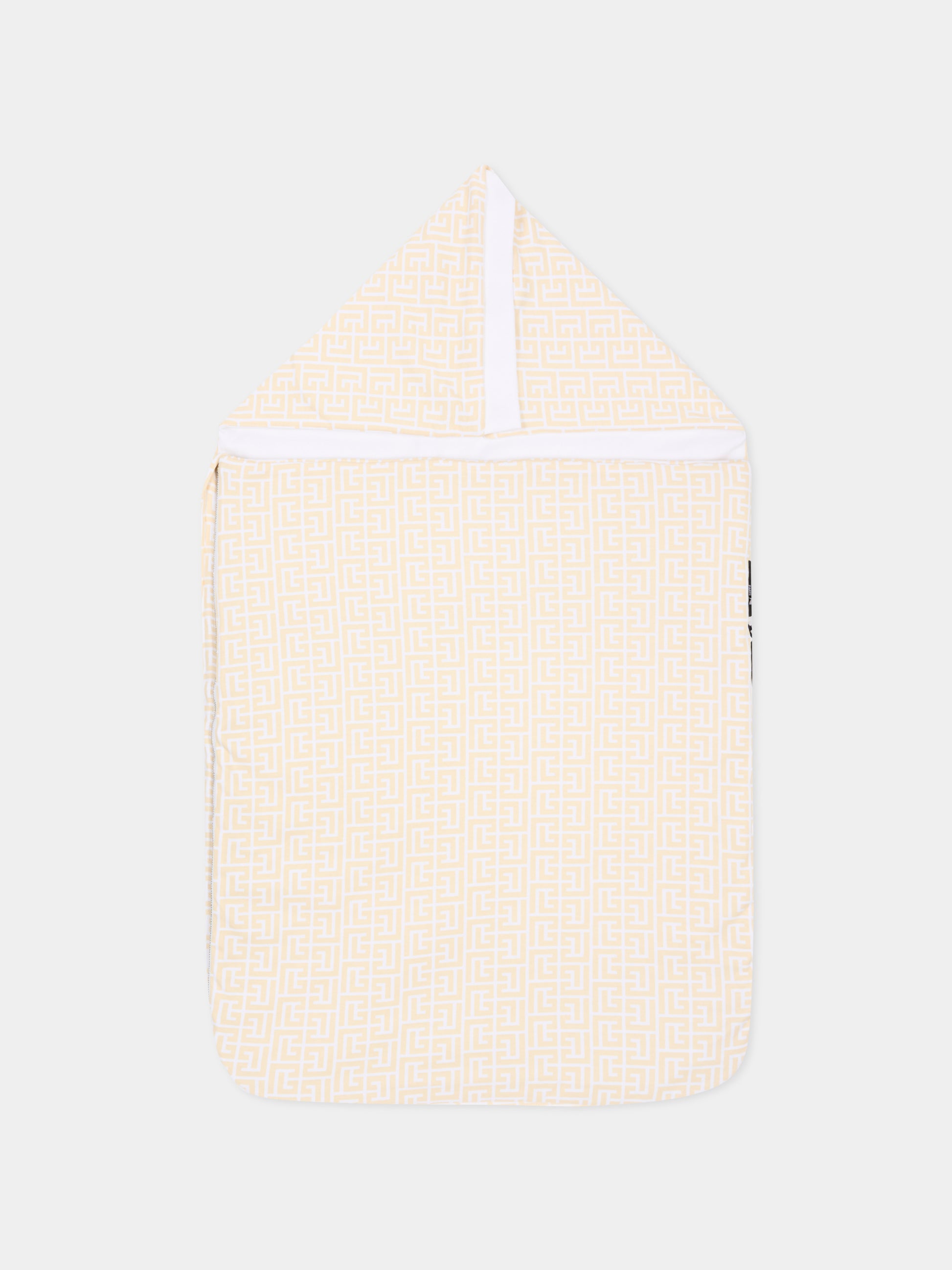 Sacco nanna bianco con monogram Labyrinth per neonati,Balmain Kids,BX0520 Z2378 100BG
