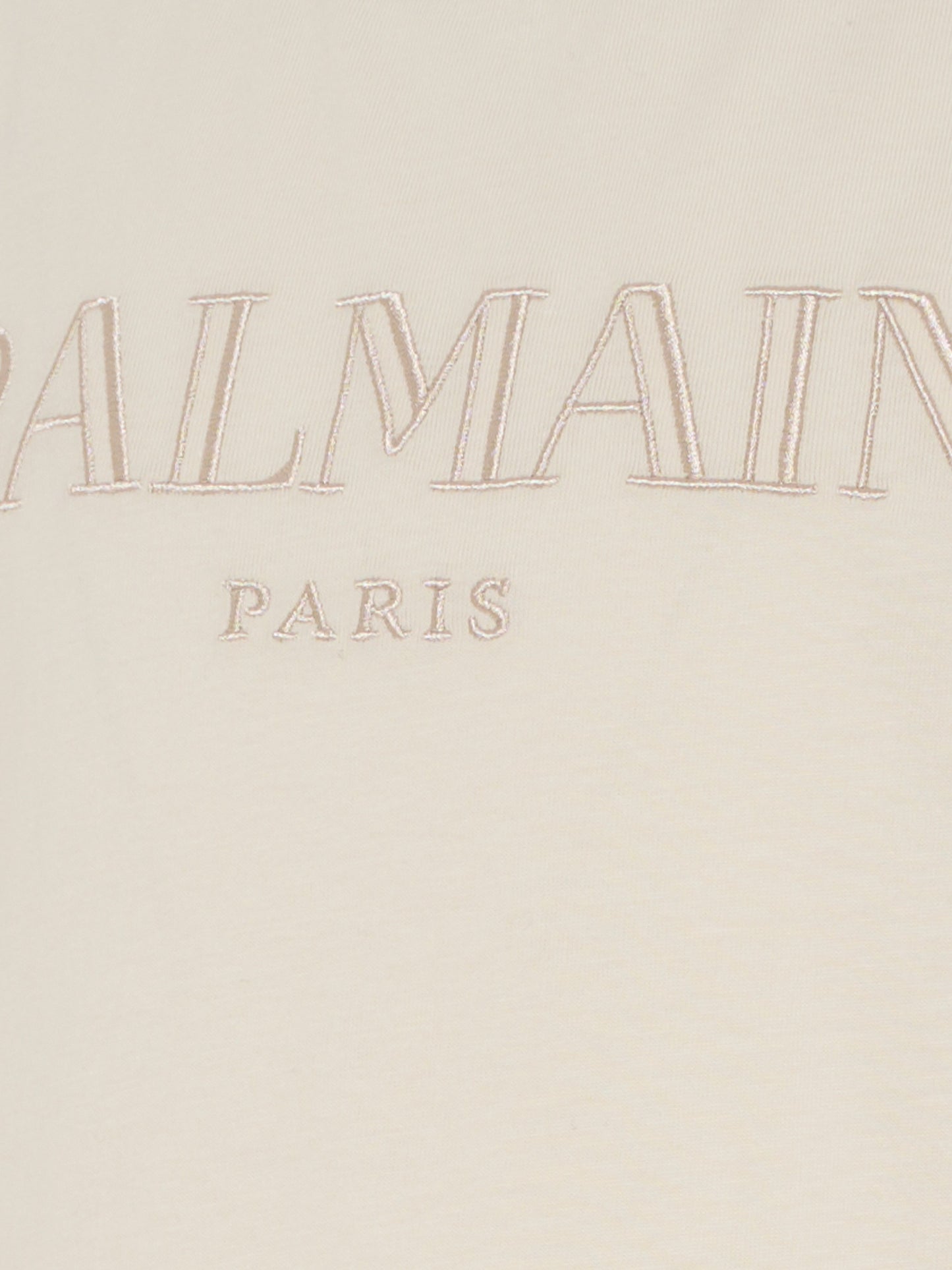 T-shirt beige con logo ricamato per bambini,Balmain Kids,BX8P41-Z3186 107BG