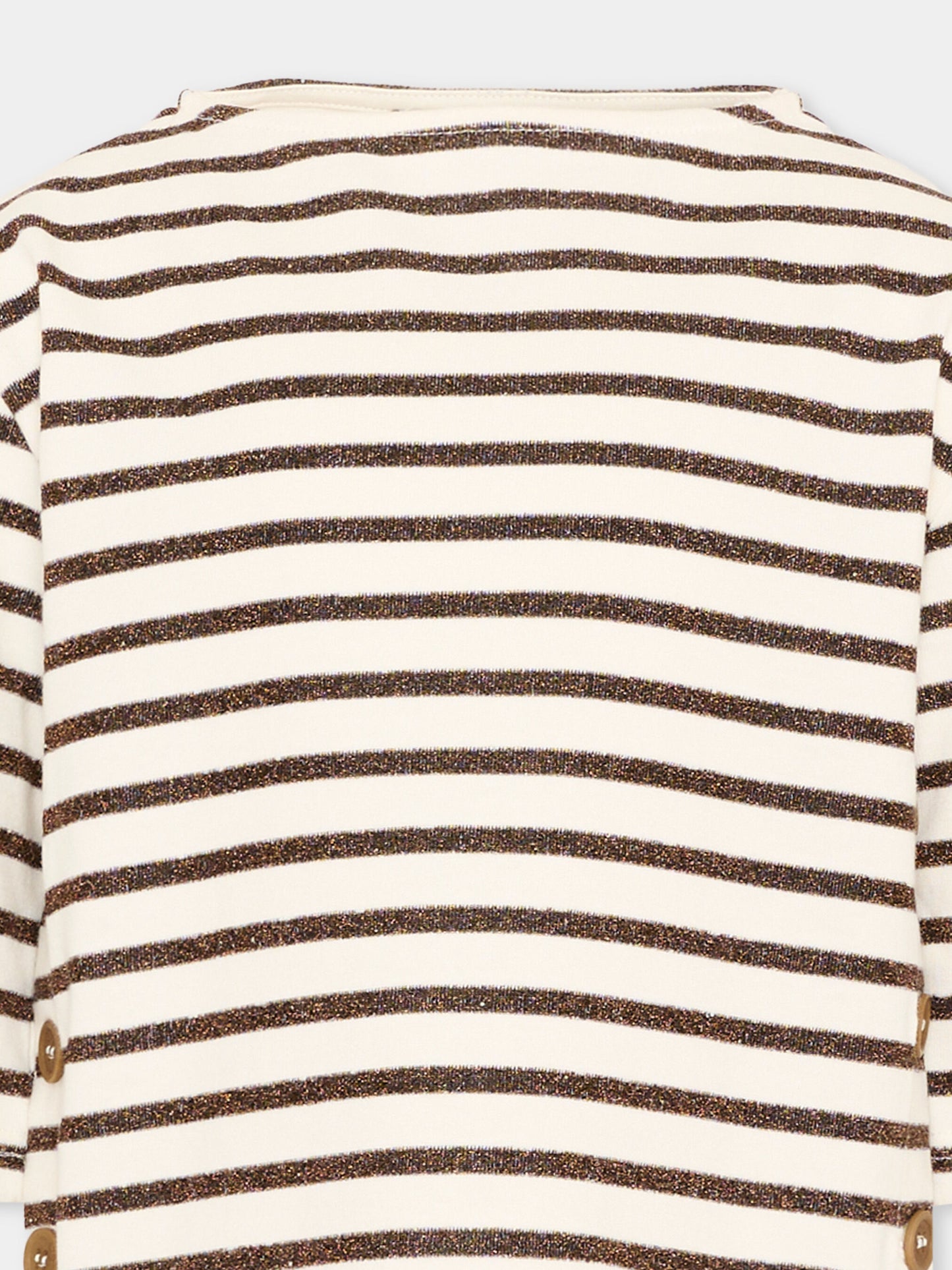 T-shirt beige per bambina a righe,Vélocipède,VLC-SS26-TS003 ECRU AND BLACK