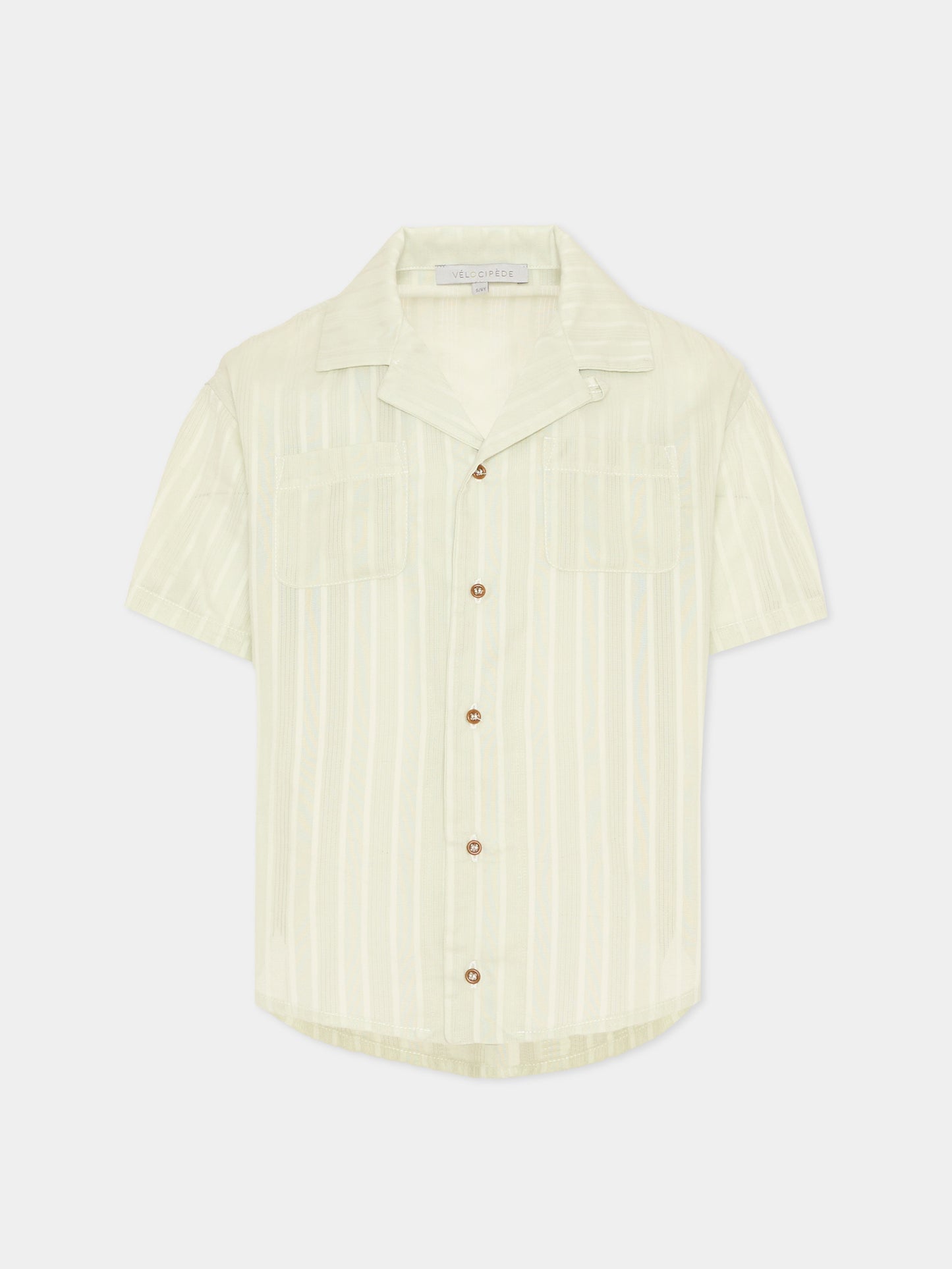 Camicia verde per bambino a righe,Vélocipède,VLC-SS26-SH005 AQUA