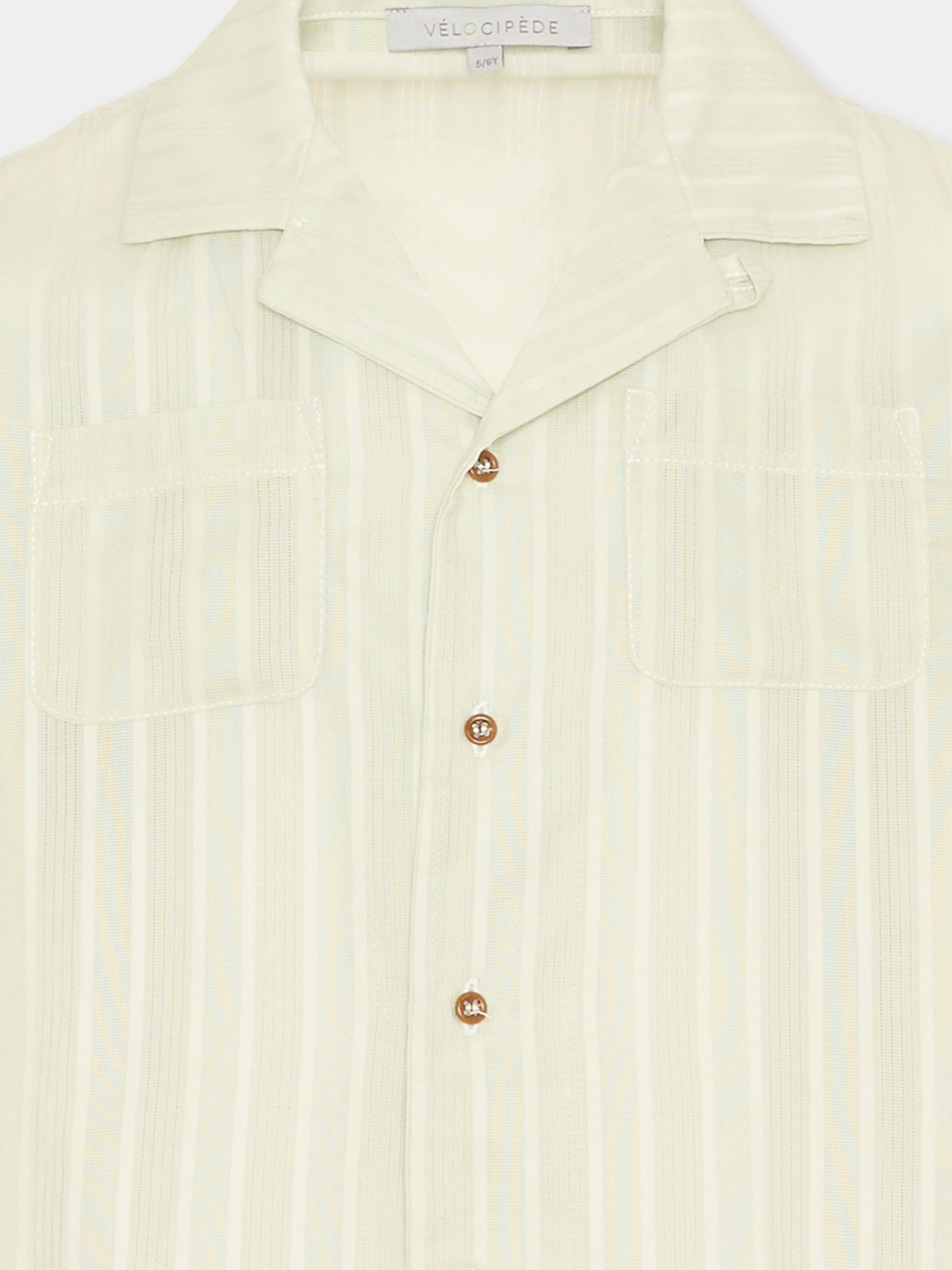 Camicia verde per bambino a righe,Vélocipède,VLC-SS26-SH005 AQUA