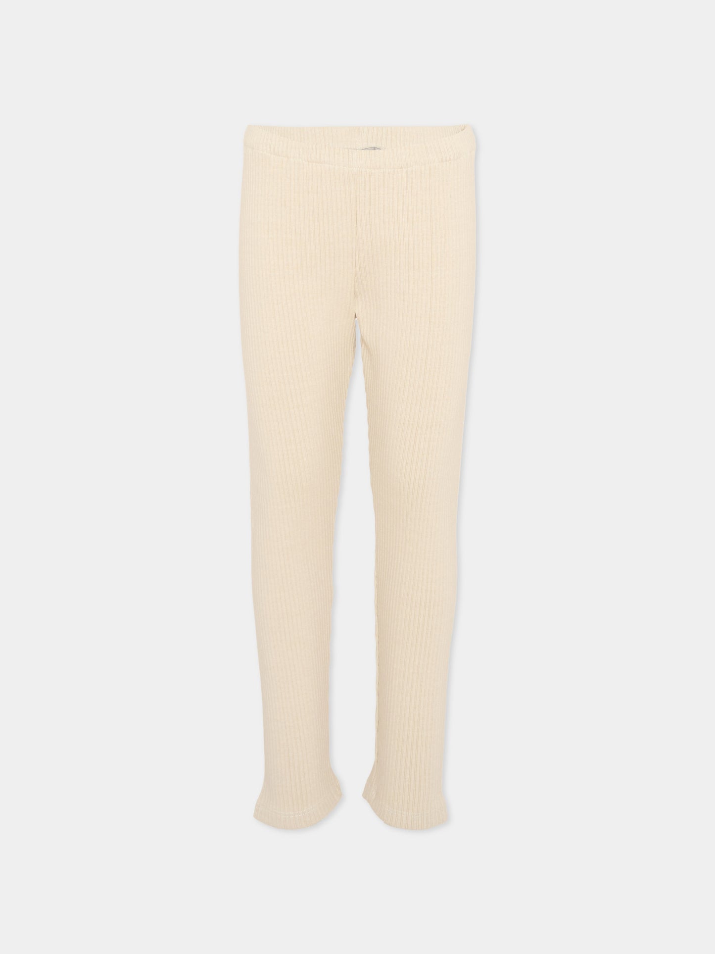 Leggings beige per bambina a coste,Vélocipède,VLC-AW25/26-TR003 OYSTER