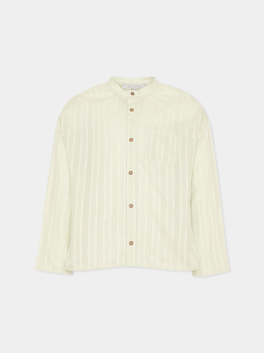 Camicia verde per bambino a righe,Vélocipède,VLC-AW25/26-SH003 AQUA