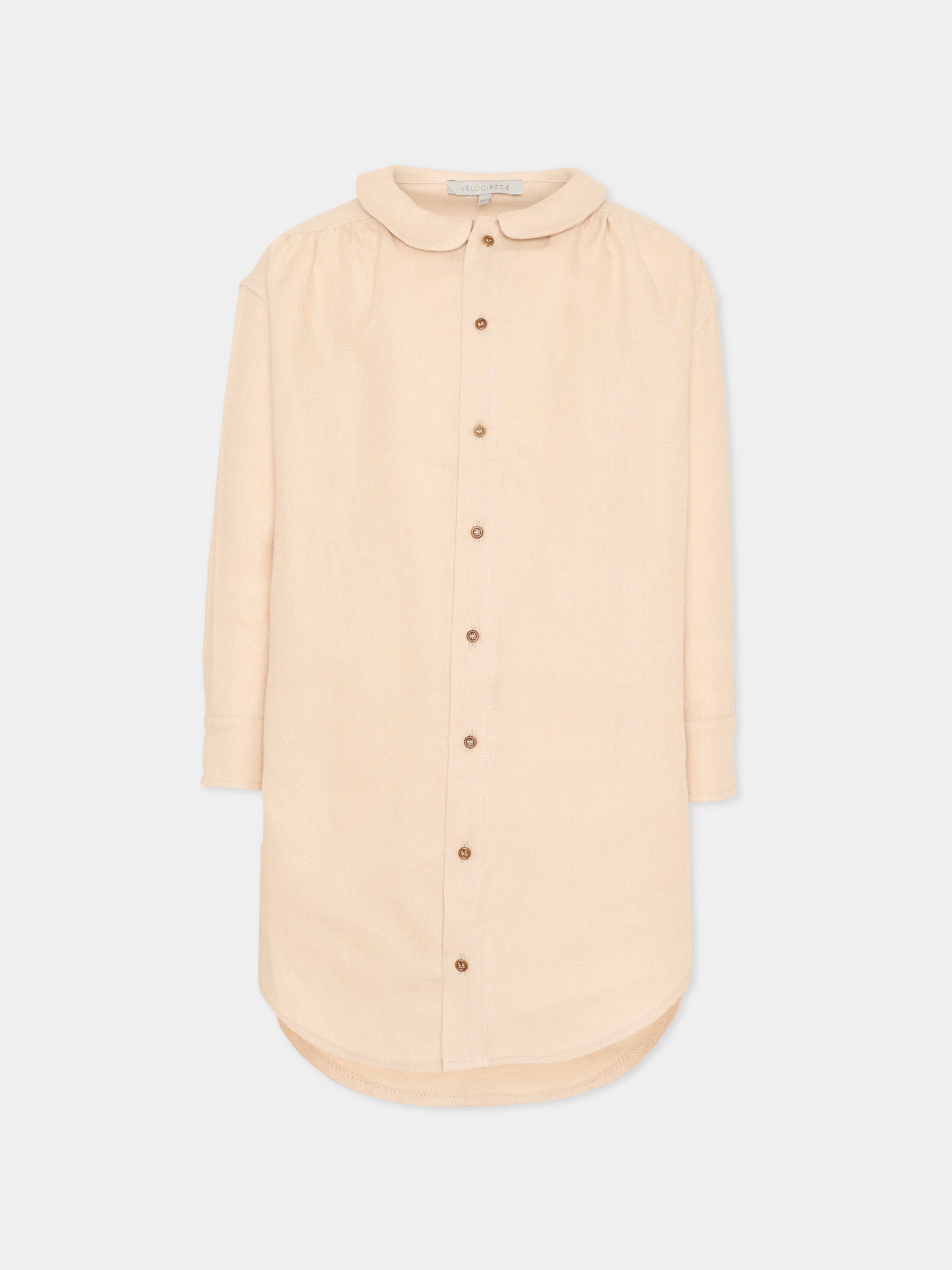 Camicia beige in lino per bambini,Vélocipède,VLC-AW25/26-SH001 OYSTER