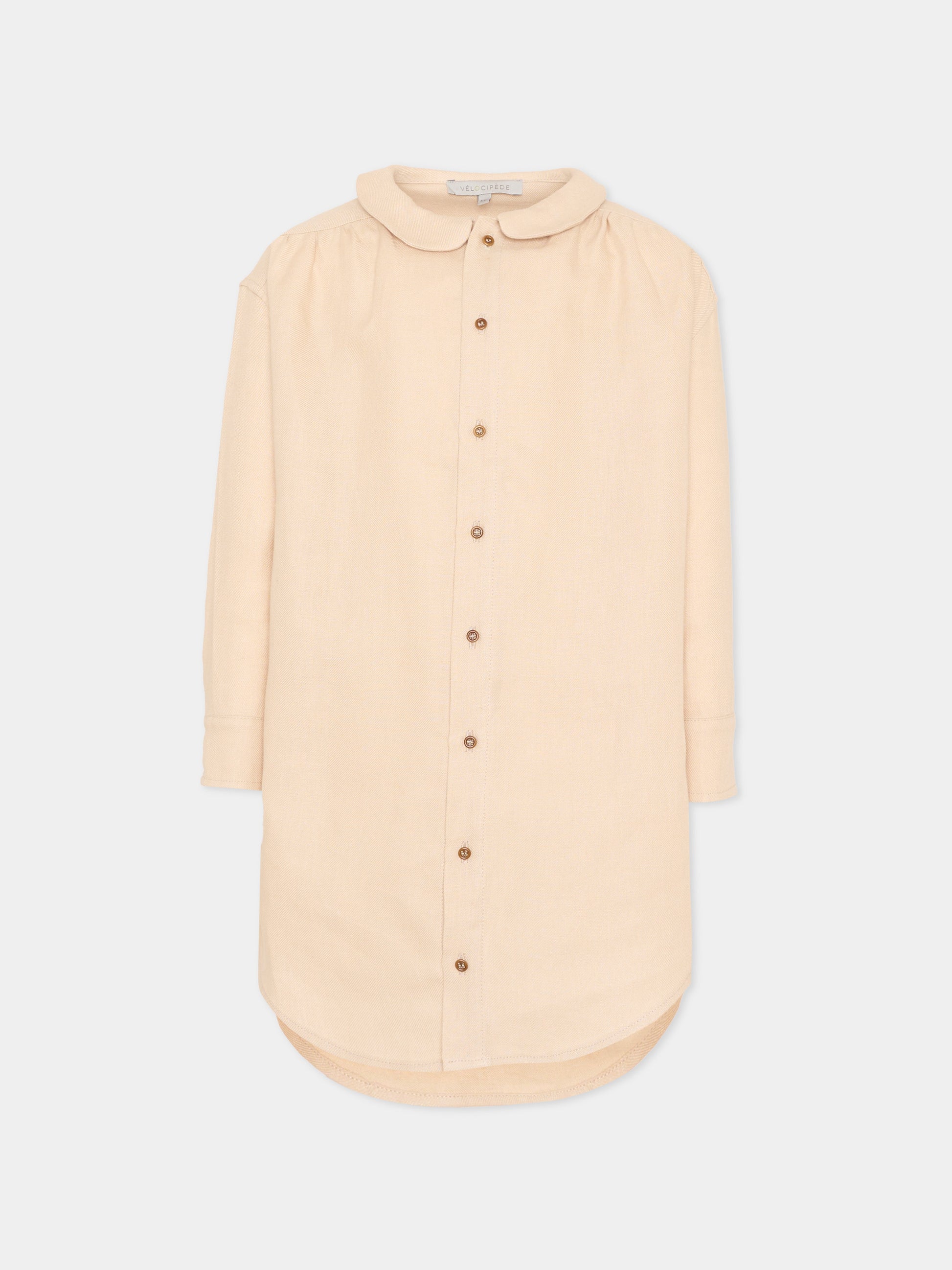Camicia beige in lino per bambini,Vélocipède,VLC-AW25/26-SH001 OYSTER
