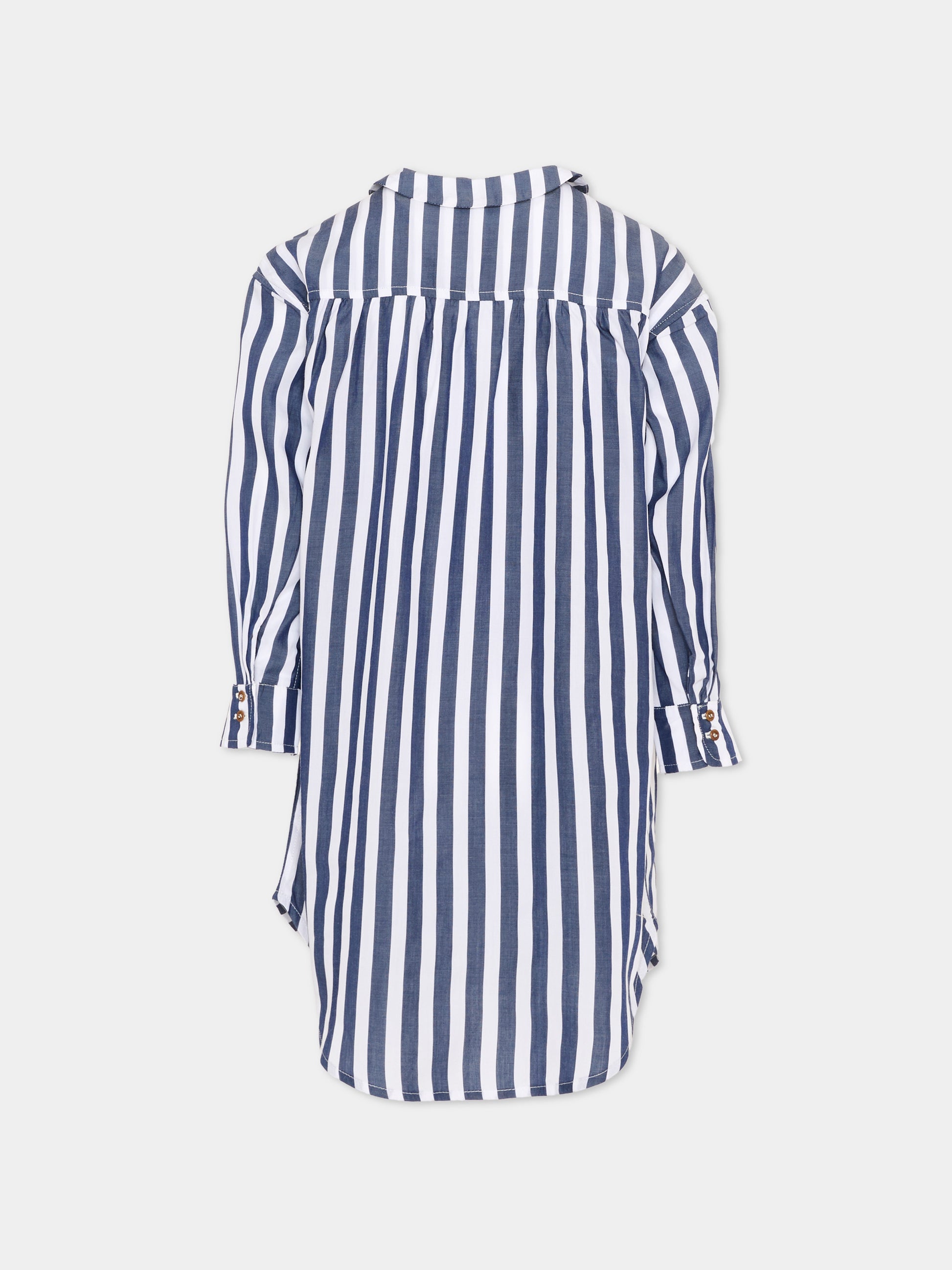 Camicia bianca per bambini a righe,Vélocipède,VLC-AW25/26-SH001 WHITE AND BLUE