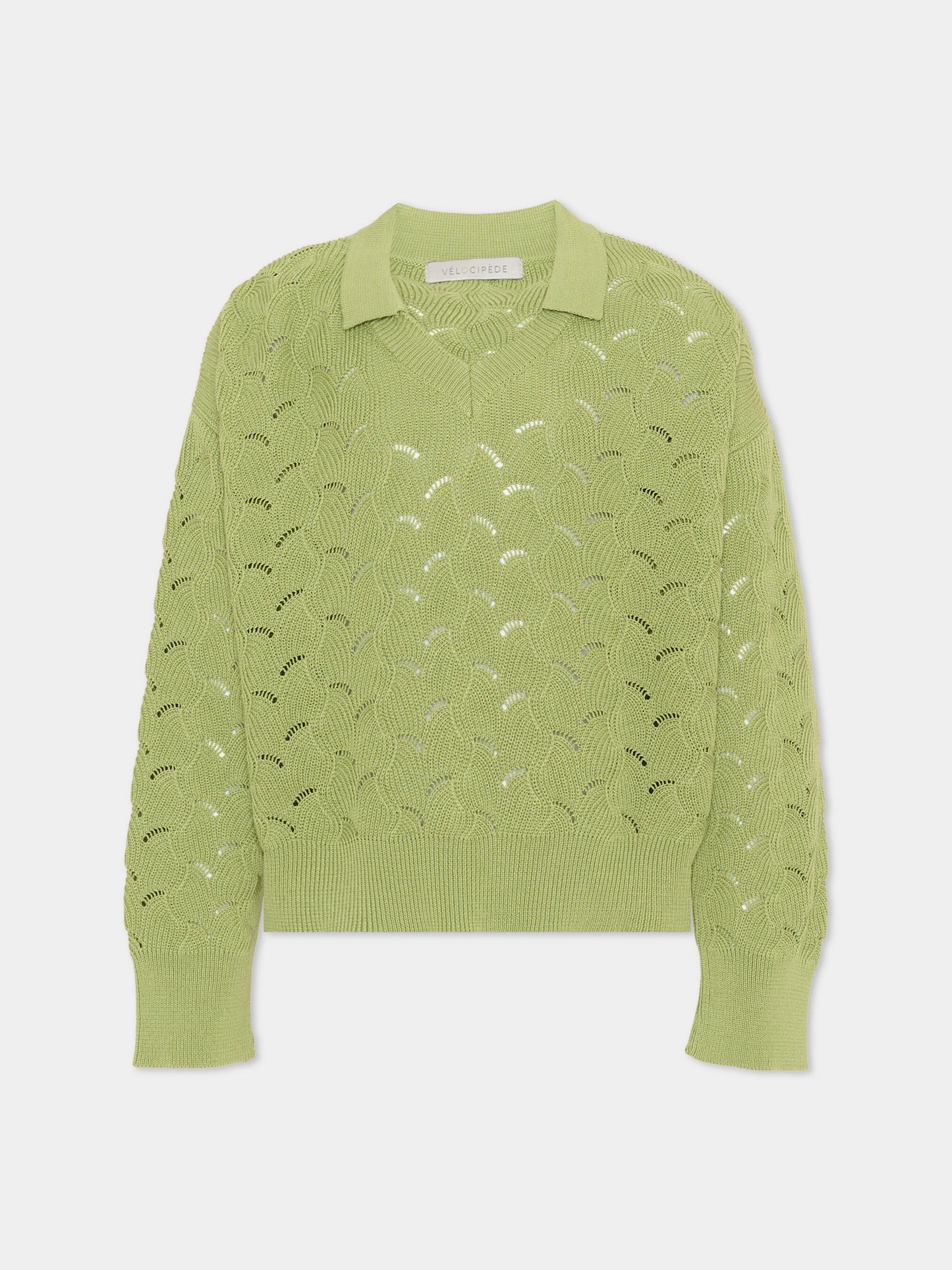 Maglione verde per bambini traforato,Vélocipède,SAMI SWEATER GREEN