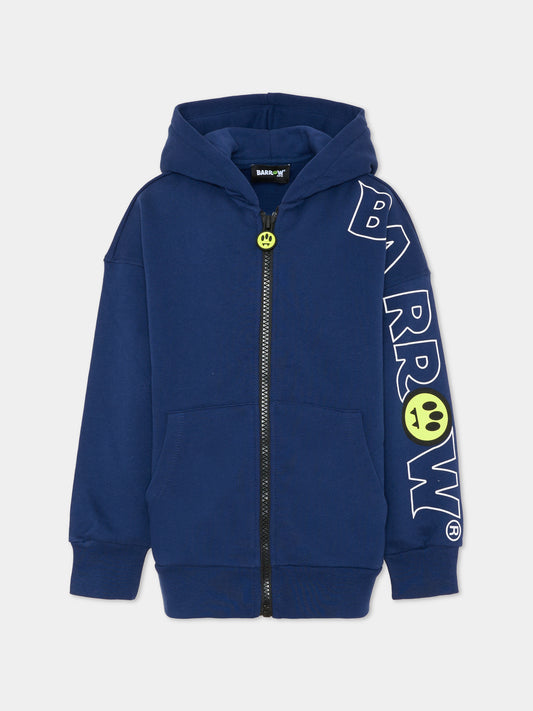 Felpa blu per bambini con smile e logo,Barrow,F5BKJUZH049 060