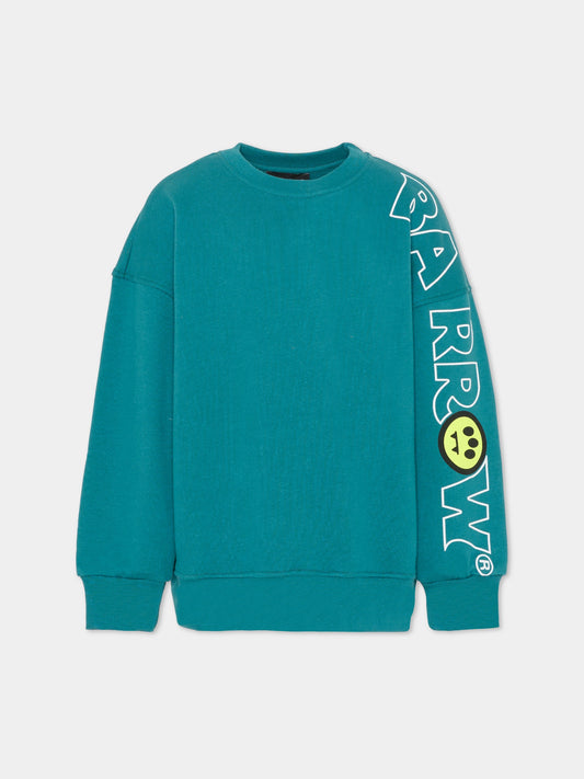 Felpa verde per bambini con smile e logo,Barrow,F5BKJUSW053 309