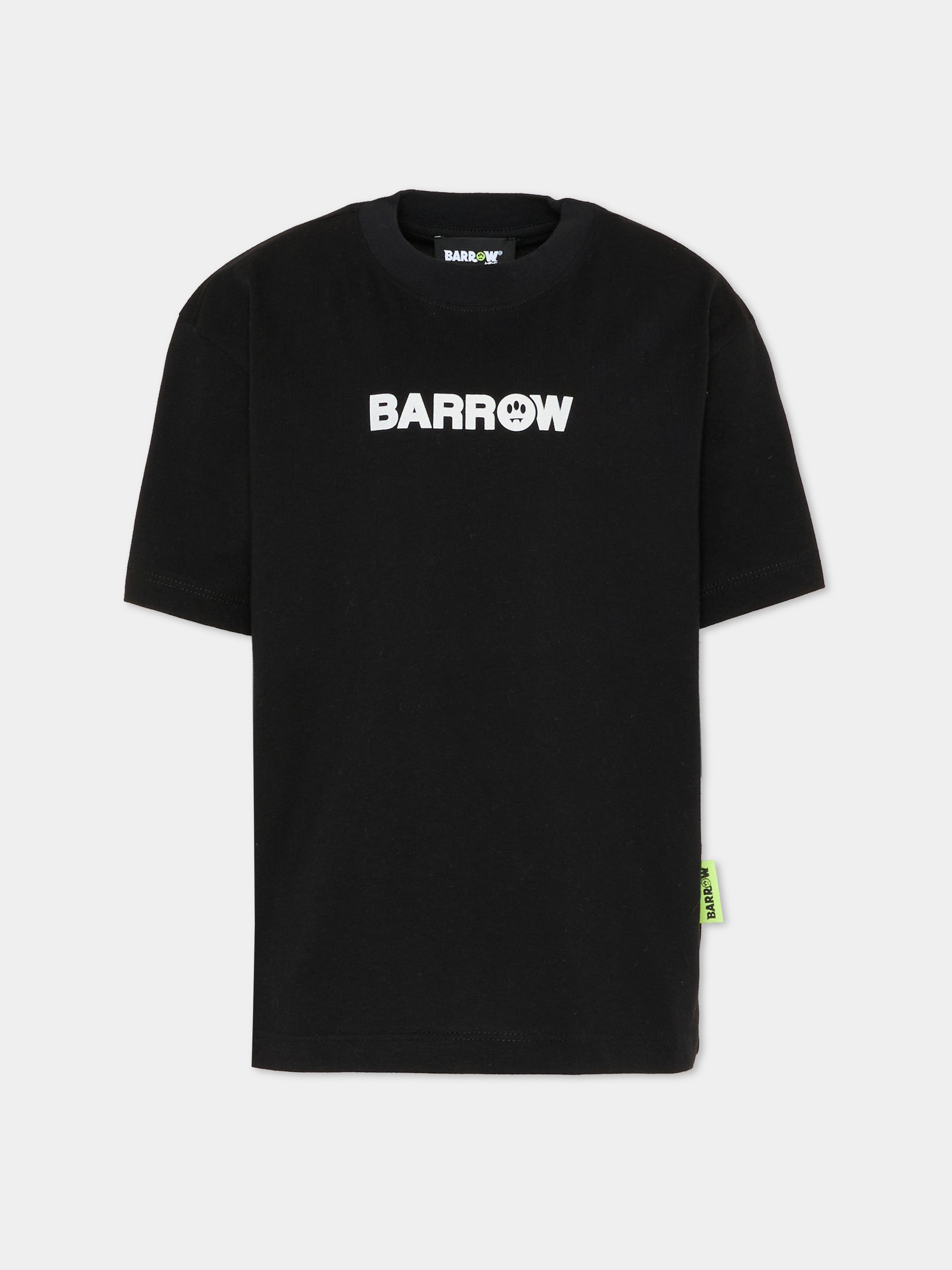 T-shirt nera per bambino con logo,Barrow,F5BKJUTH123 110
