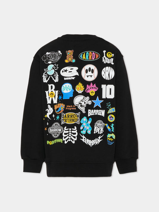 Felpa nera per bambino con logo,Barrow,F5BKJUSW161 110