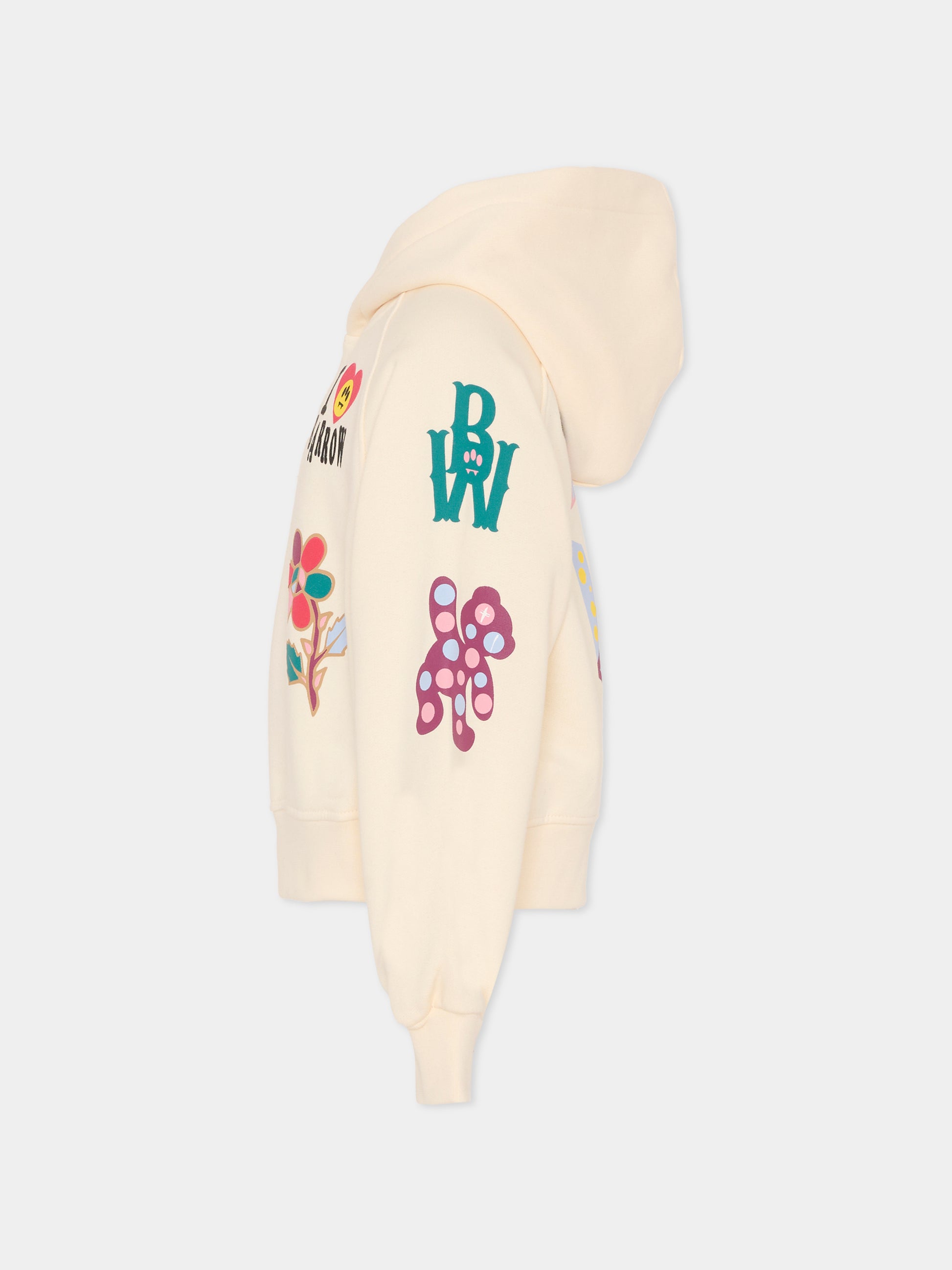 Felpa avorio per bambina con smile e scritta,Barrow,F5BKJGHS189 013