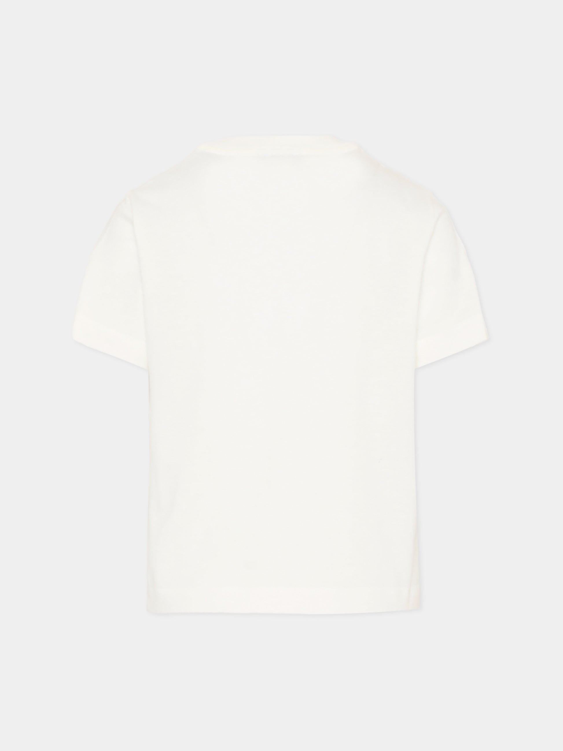 T-shirt bianca per bambina con orsetto,Fendi Kids,JFI384 7AJ F0TU9
