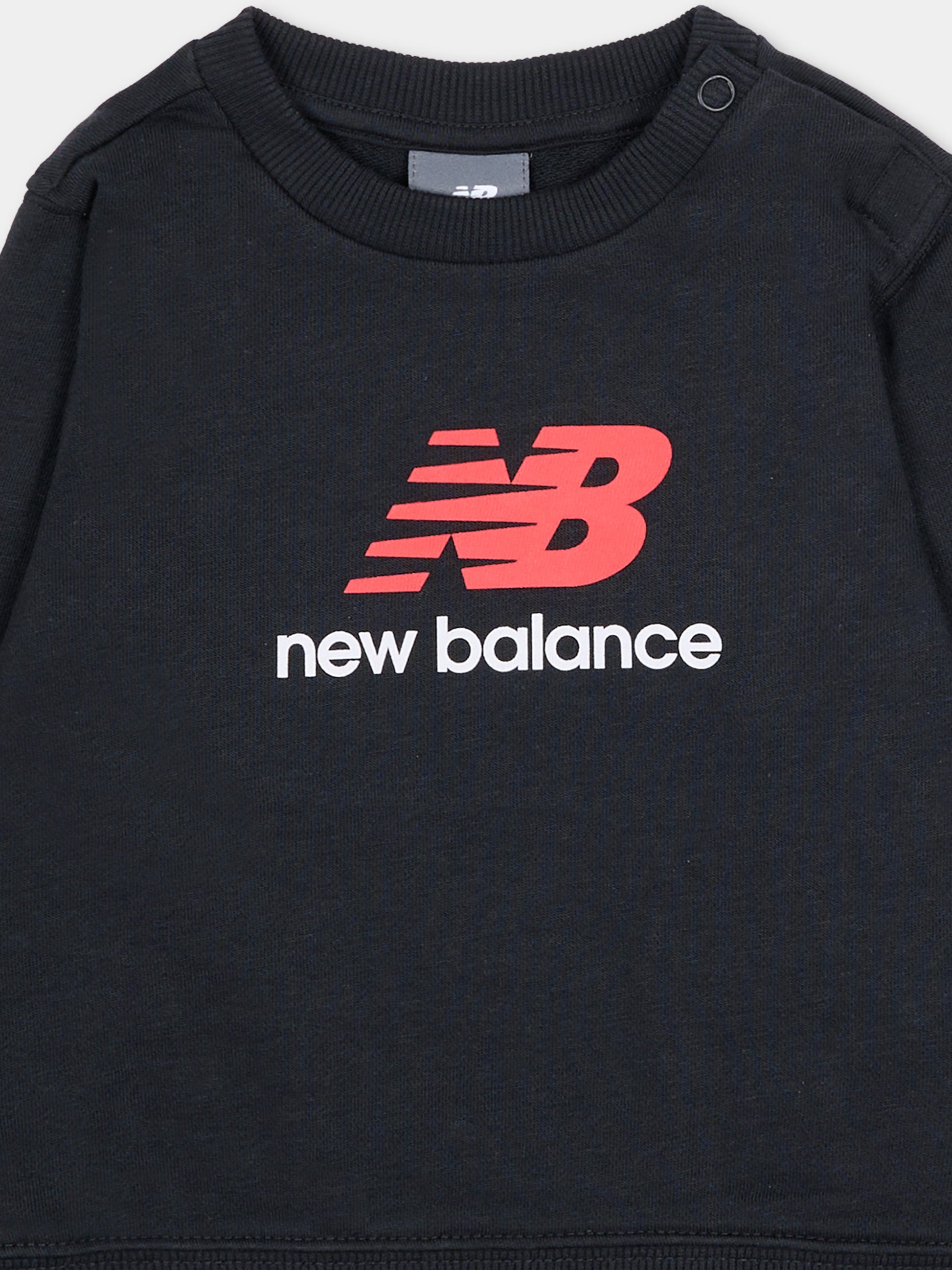 Felpa nera per neonato con logo,New Balance,LAKB0298I BK