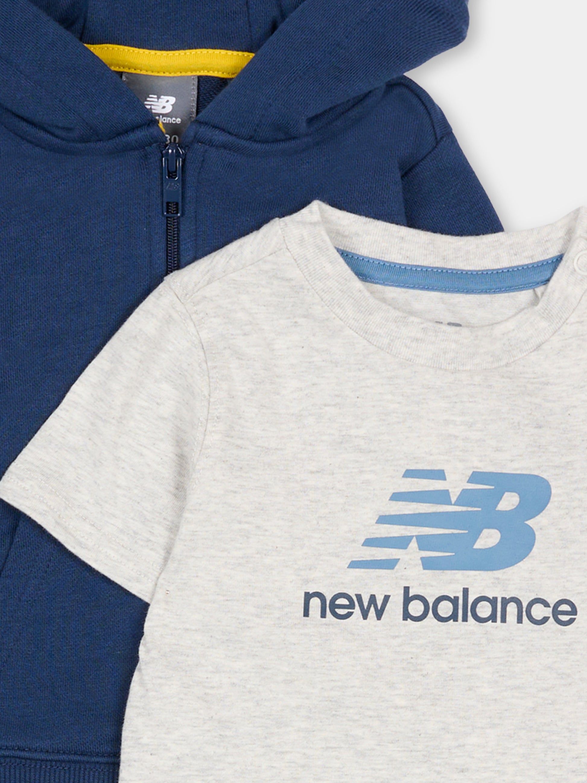 Completo blu per neonato con logo giallo,New Balance,LAKB0308I NNY
