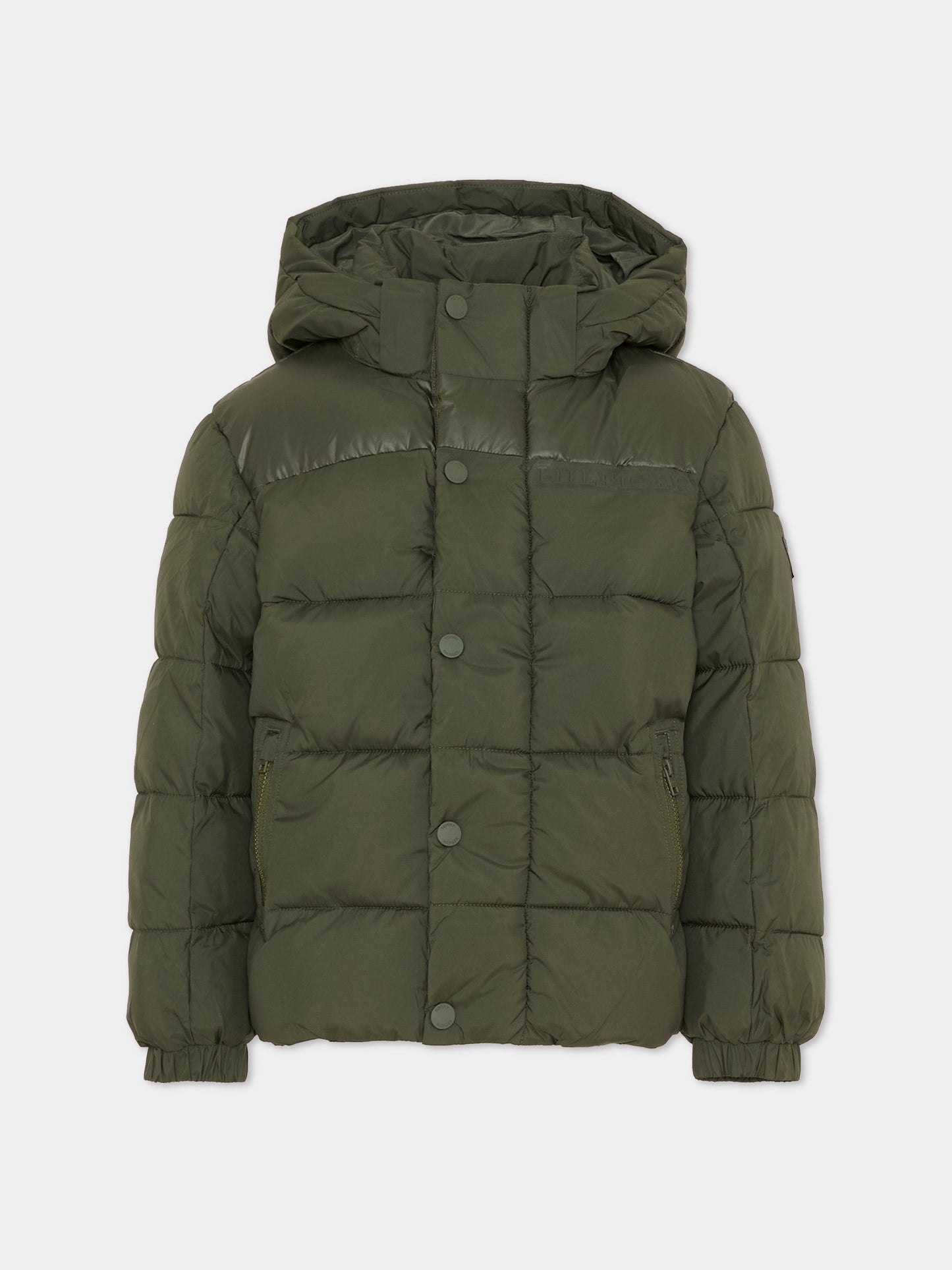 Piumino verde per bambino con logo,Tommy Hilfiger Junior,KB0KB10093 MRH