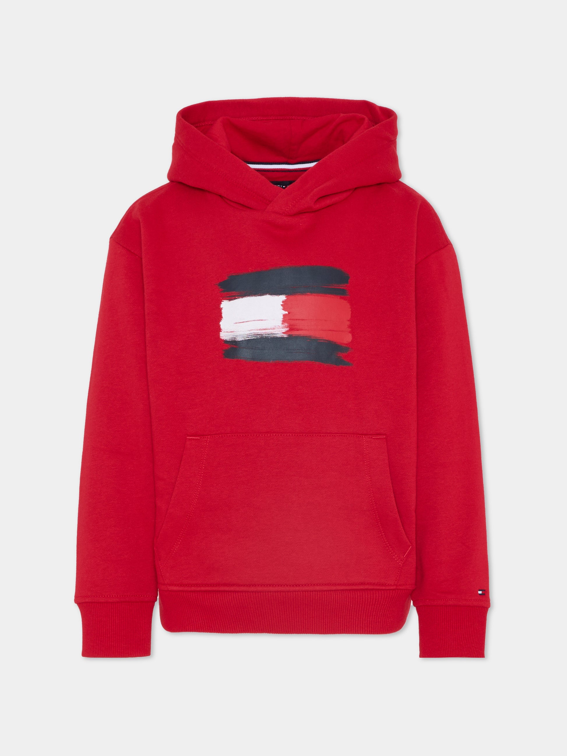 Felpa rossa per bambino con bandierina,Tommy Hilfiger Junior,KB0KB10112 XLD