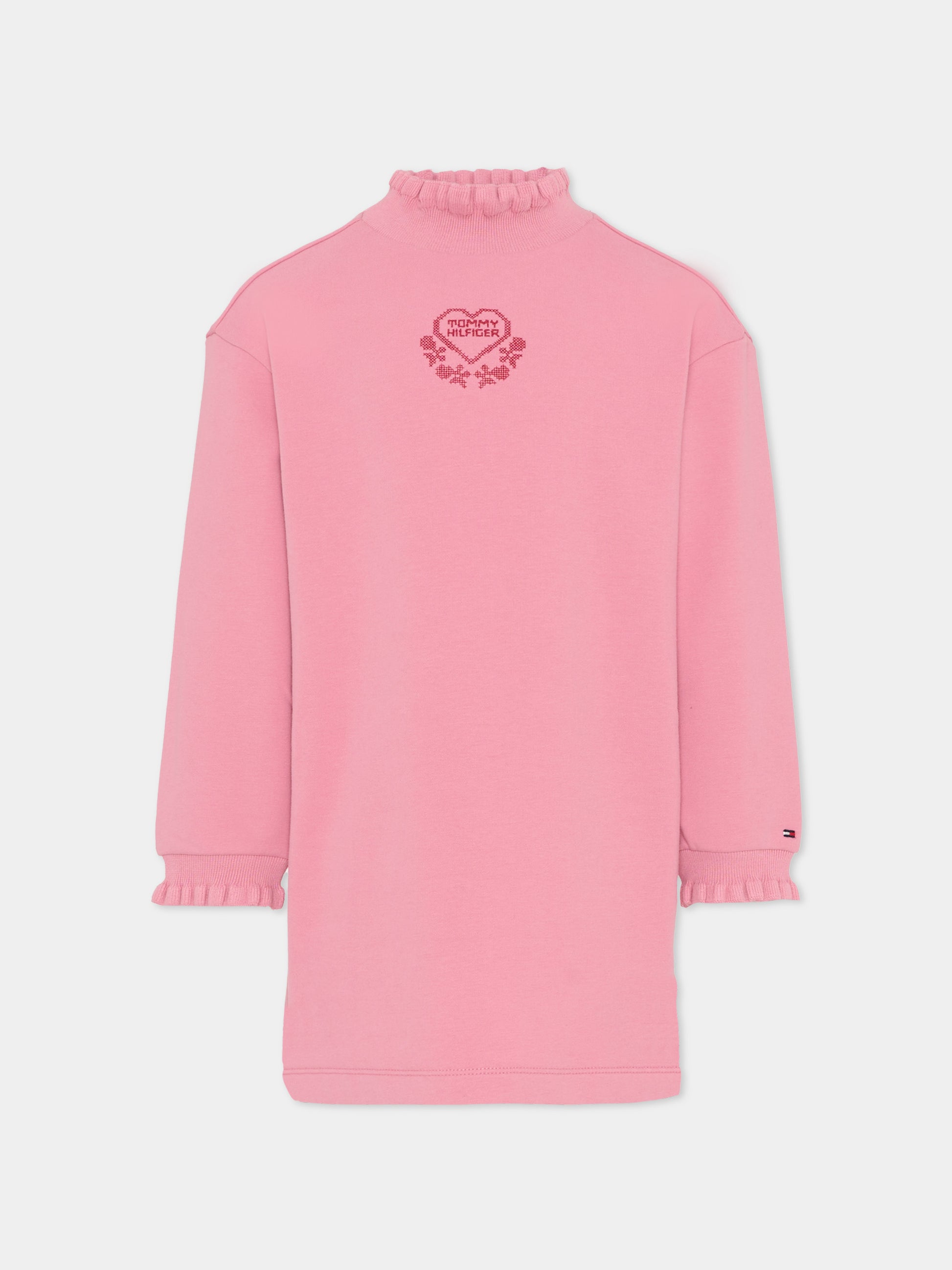 Vestito rosa per bambina con logo,Tommy Hilfiger Junior,KG0KG08795 THC