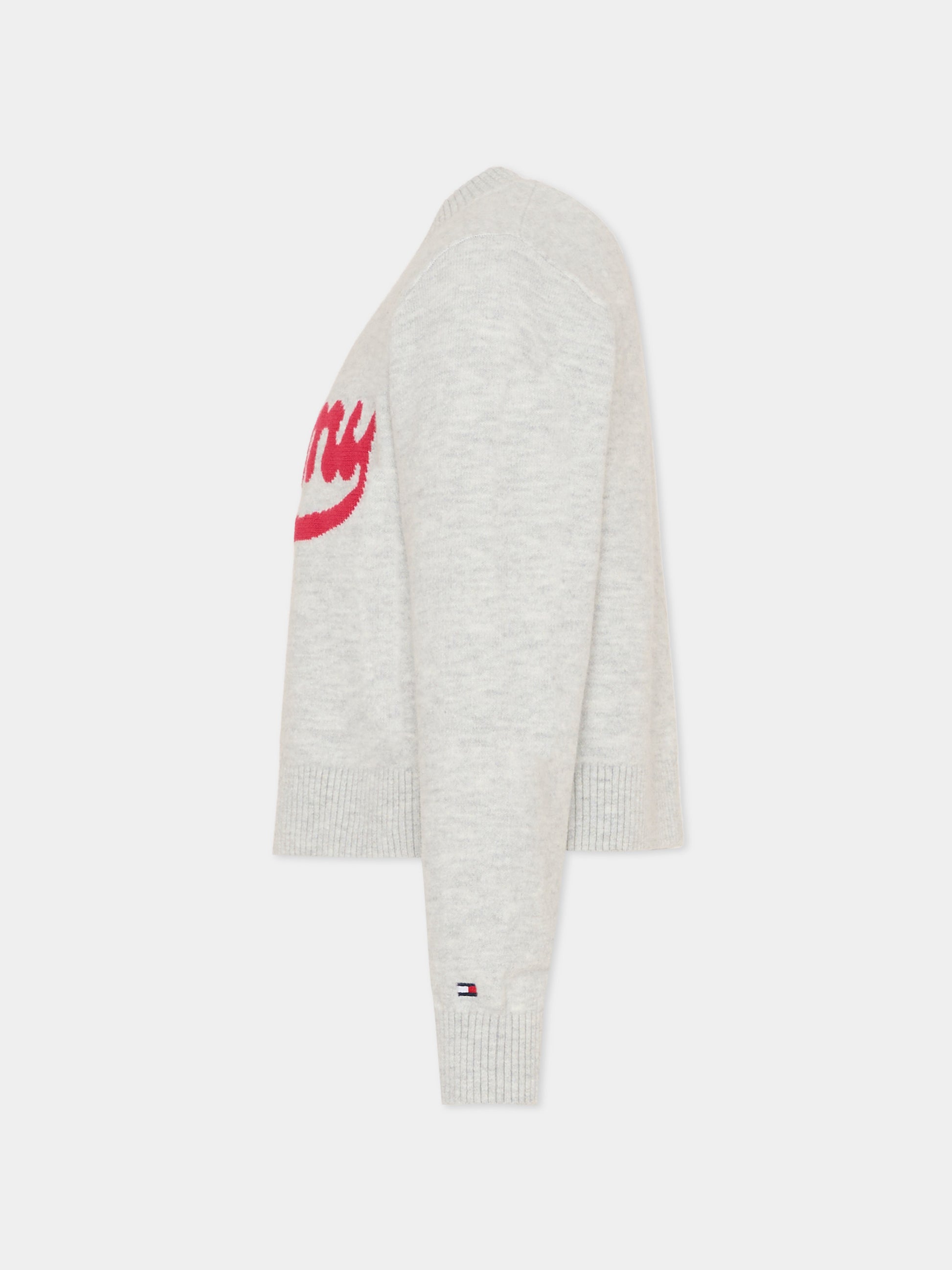 Maglione crop grigio per bambina con logo,Tommy Hilfiger Junior,KG0KG08842 P09