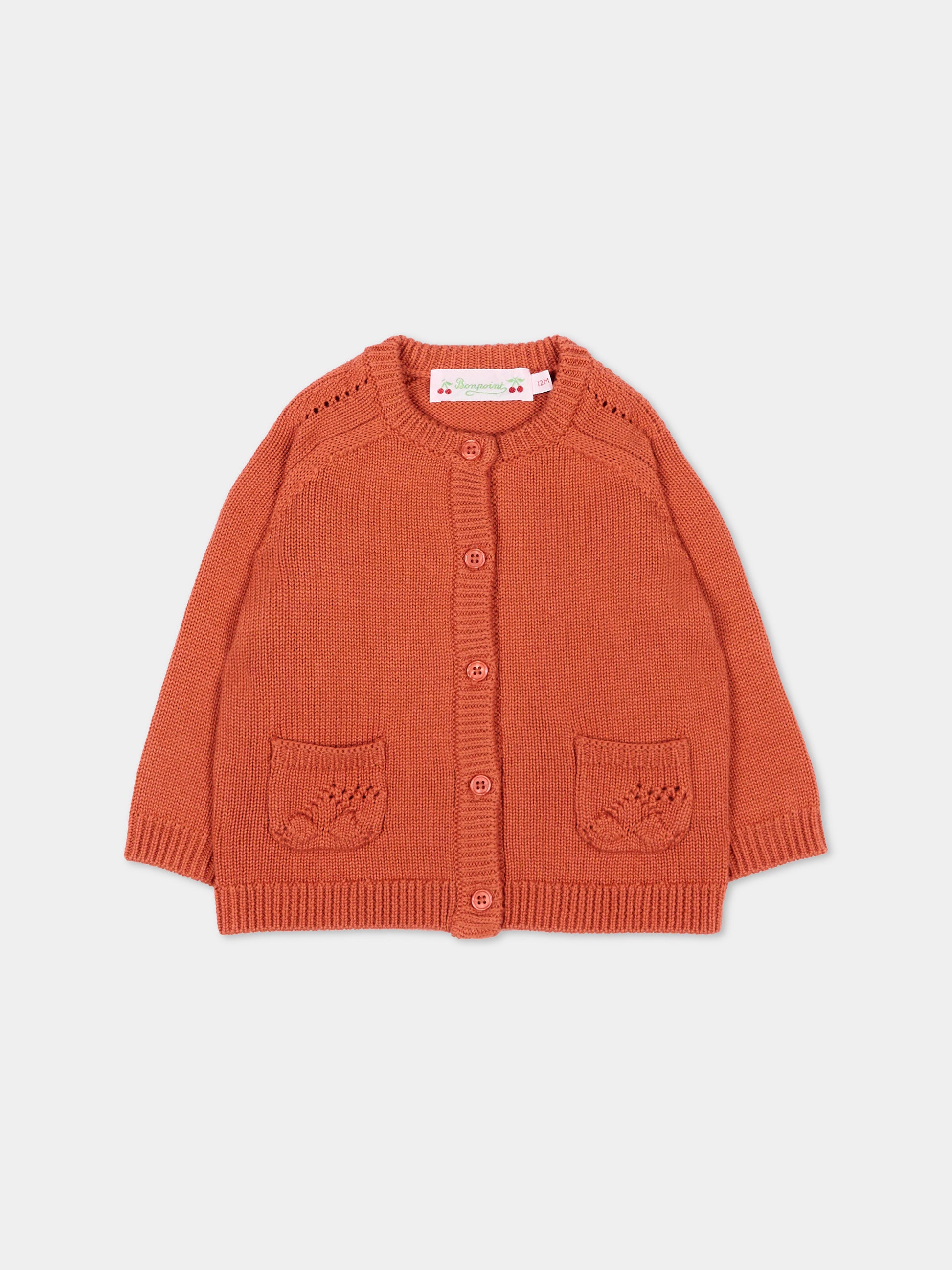 Cardigan arancione per neonata,Bonpoint,W06XCAK00002 035C