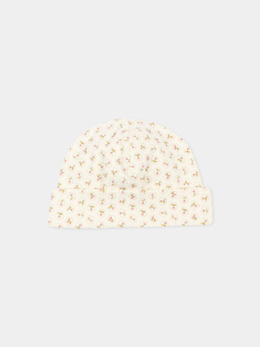 Cappellino avorio per neonata floreale,Bonpoint,W06NACK00002 624