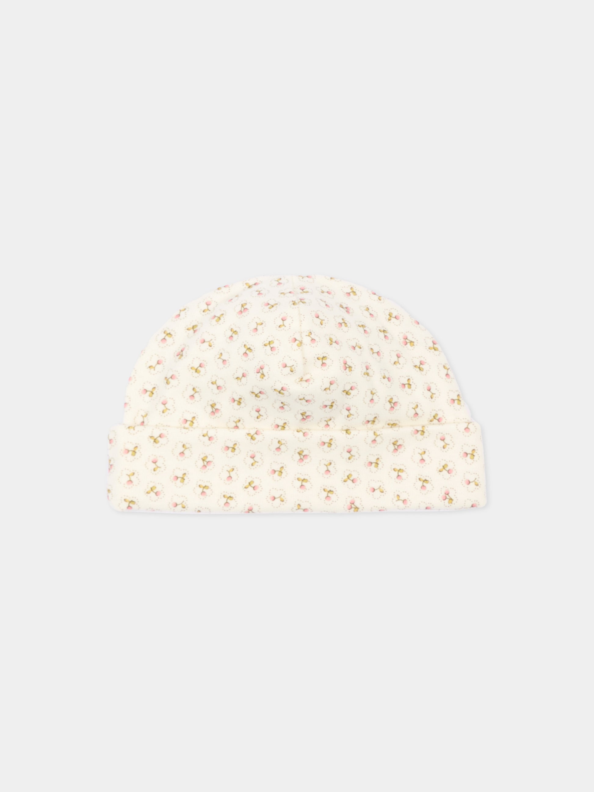 Cappellino avorio per neonata floreale,Bonpoint,W06NACK00002 624