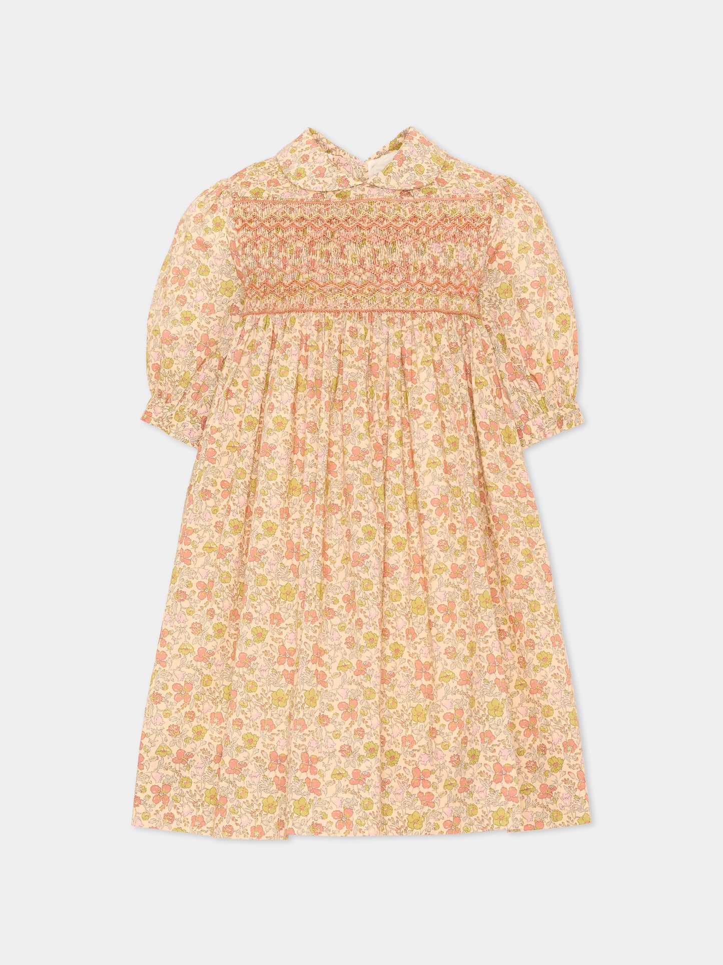Abito a maniche corte multicolor per bambina floreale,Bonpoint,W06GDRW00001 523B
