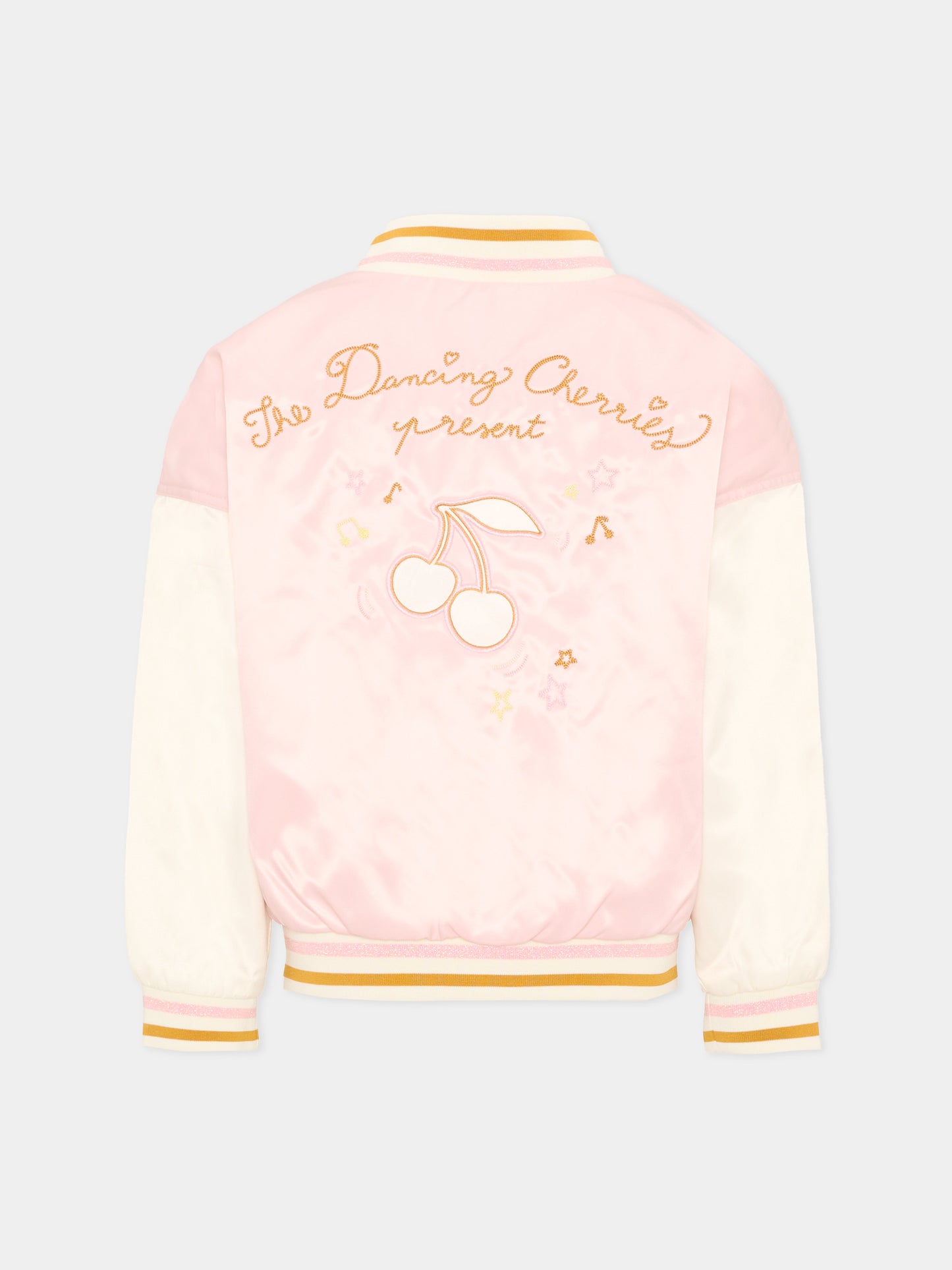 Bomber rosa per bambina con ciliegie ricamate,Bonpoint,P06GJAW00001 120