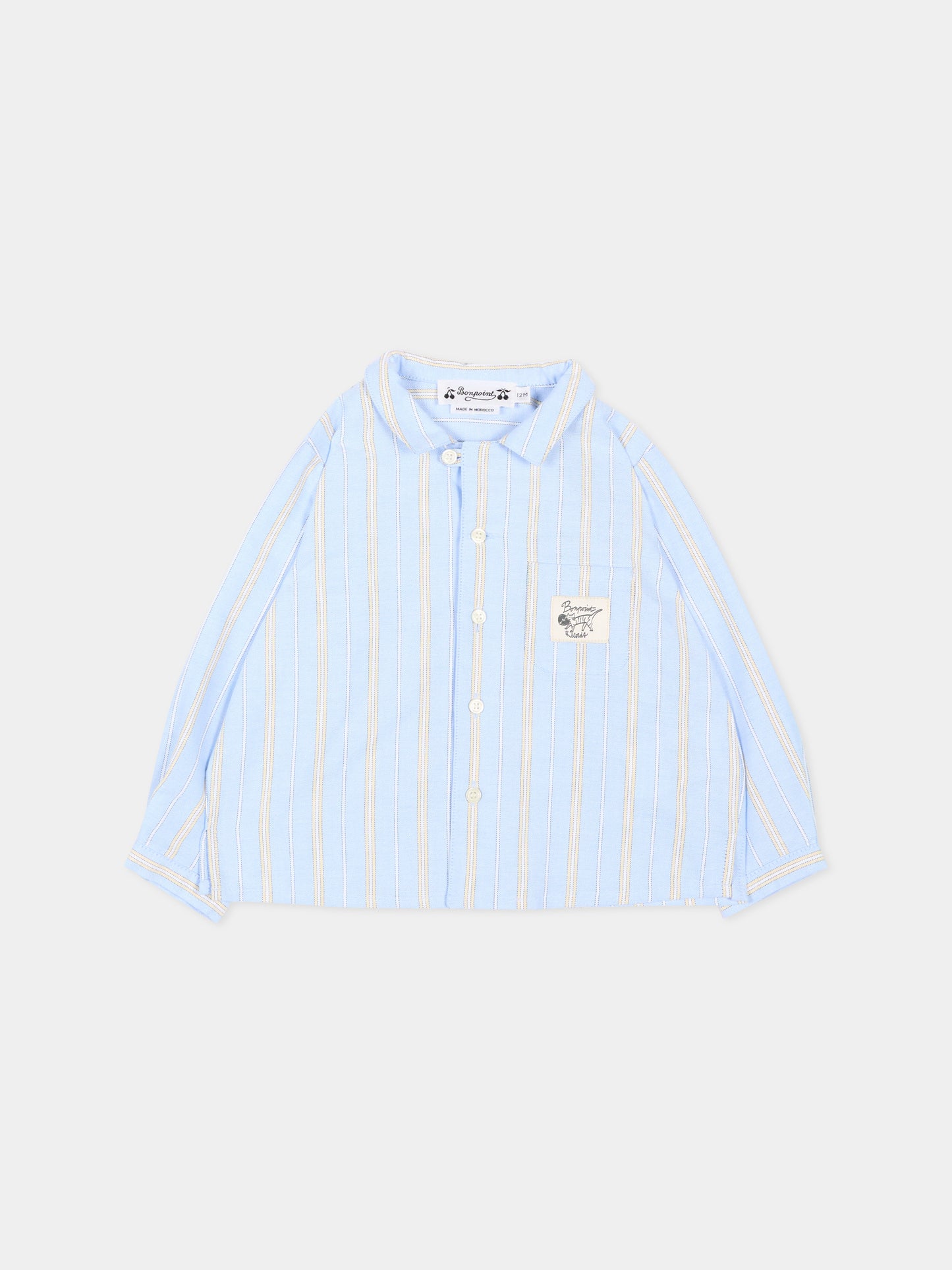 Camicia celeste a righe per neonato,Bonpoint,P06YSHW00001 215