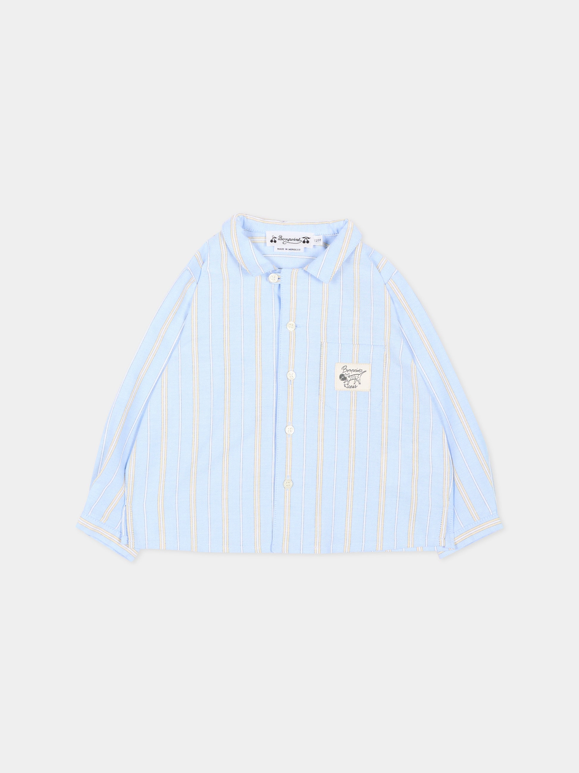 Camicia celeste a righe per neonato,Bonpoint,P06YSHW00001 215