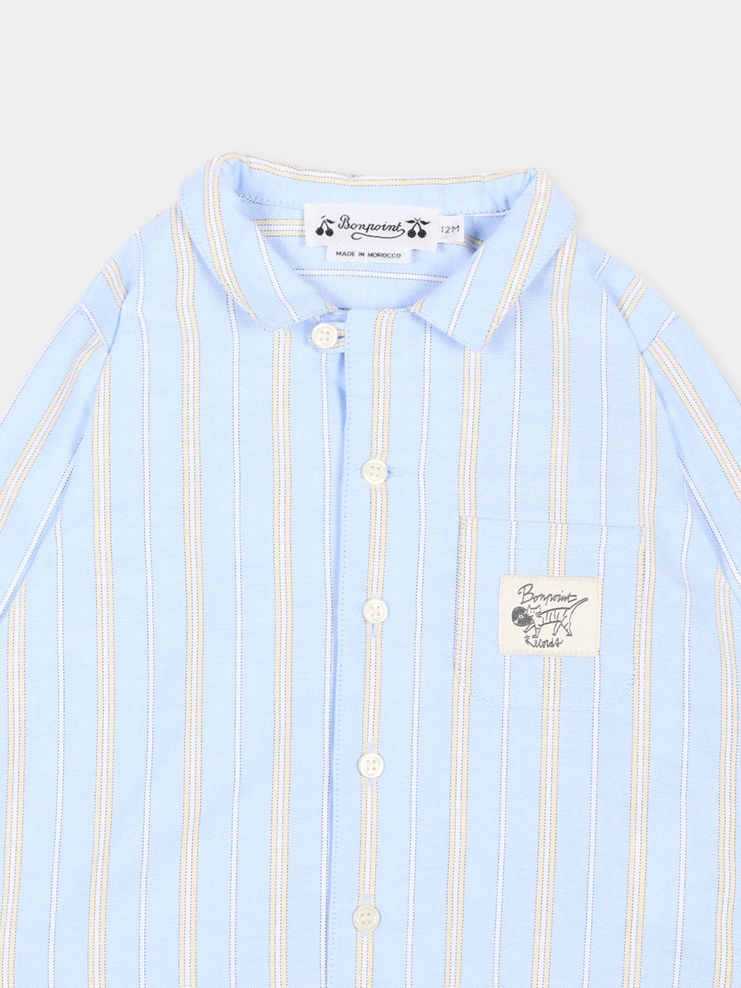 Camicia celeste a righe per neonato,Bonpoint,P06YSHW00001 215