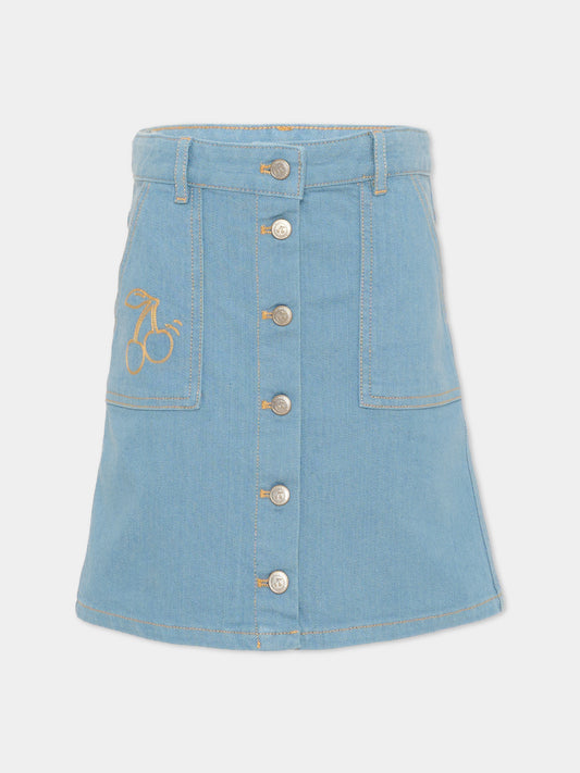 Gonna denim per bambina con ciliegia,Bonpoint,P06GSKW00001 014